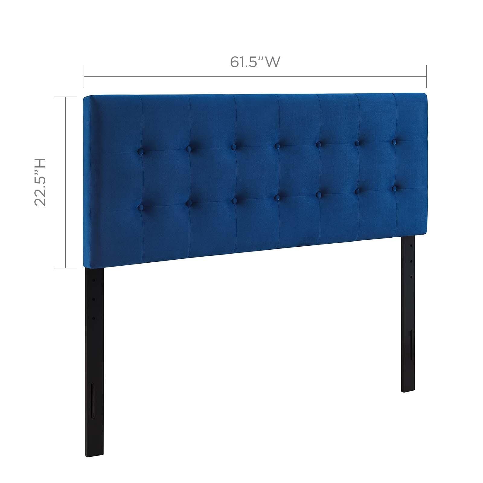 Emily Biscuit Tufted Velvet Headboard, Navy, large