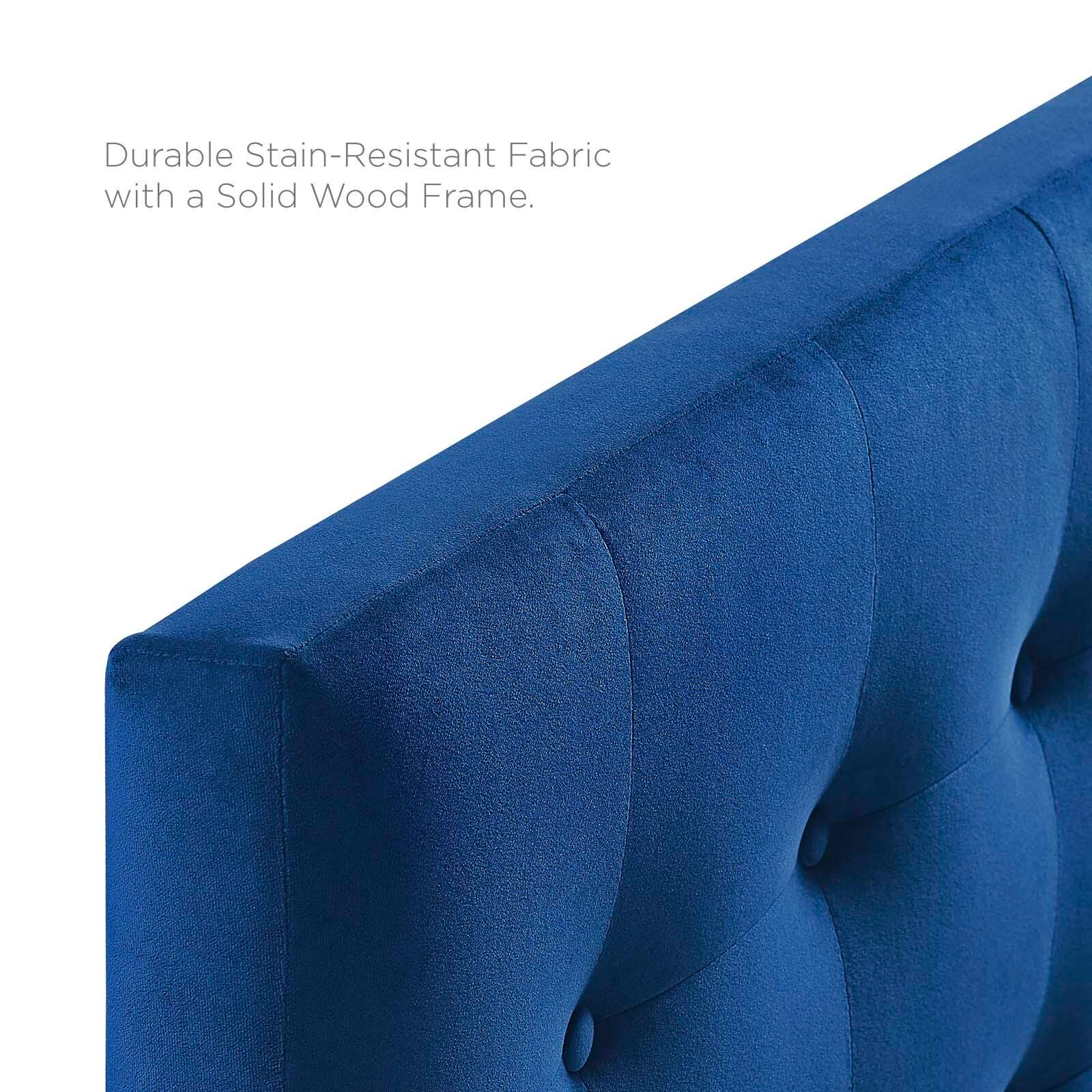 Emily Biscuit Tufted Velvet Headboard, Navy, large