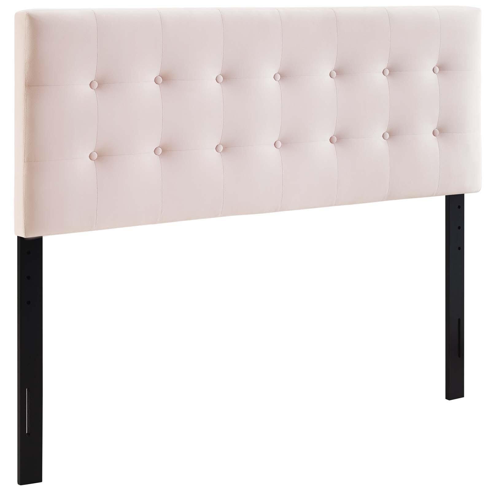 Emily Biscuit Tufted Velvet Headboard, Pink, large
