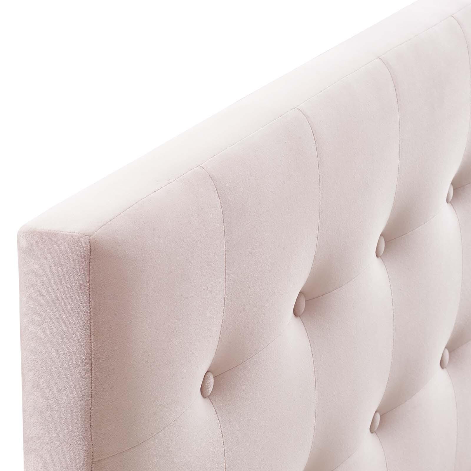 Emily Biscuit Tufted Velvet Headboard, Pink, large