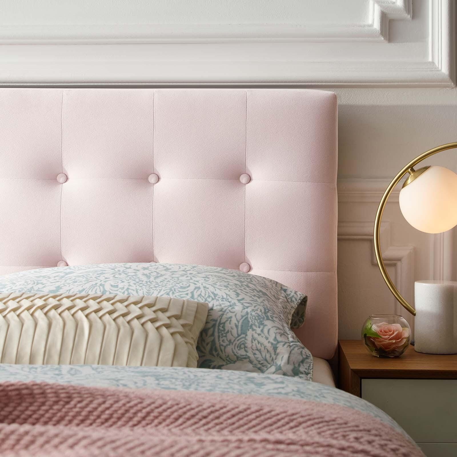 Emily Biscuit Tufted Velvet Headboard, Pink, large