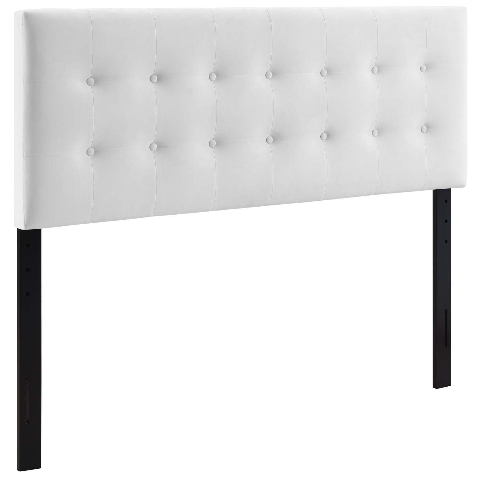 Emily Biscuit Tufted Velvet Headboard, White, large