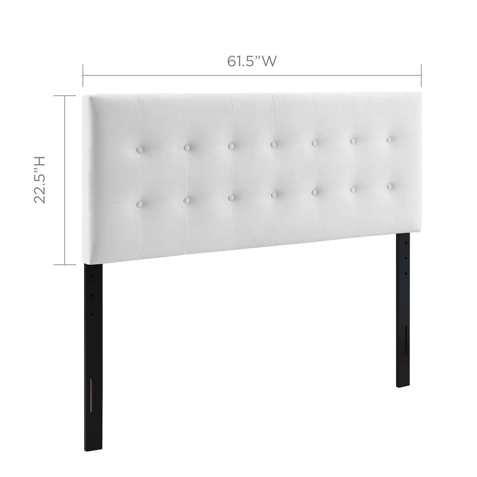 Emily Biscuit Tufted Velvet Headboard, White, large