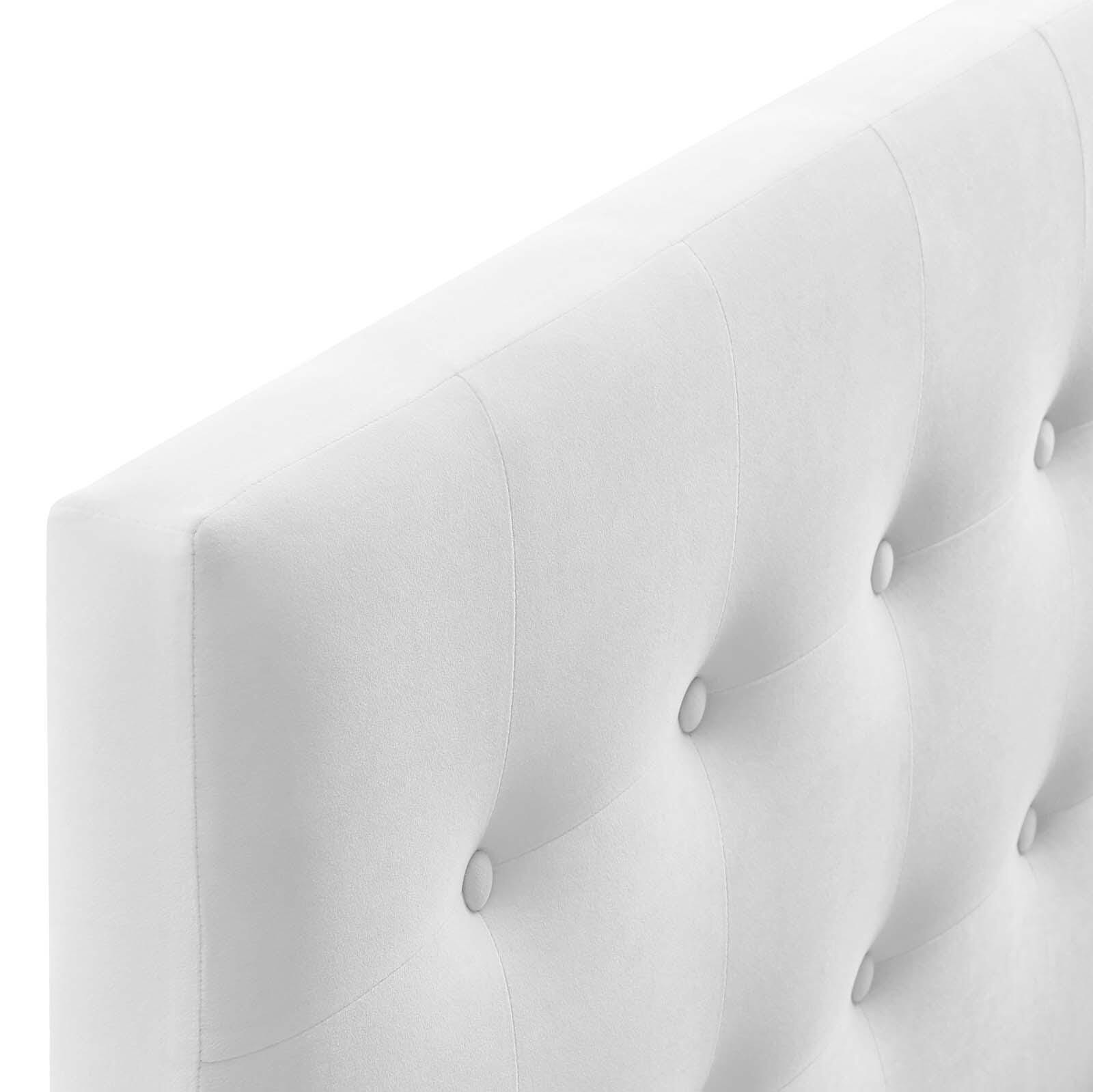 Emily Biscuit Tufted Velvet Headboard, White, large