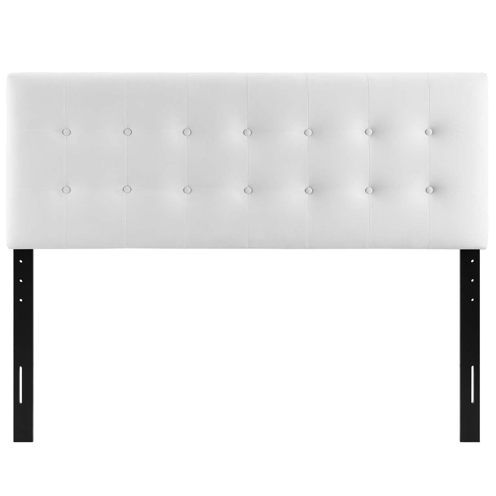 Emily Biscuit Tufted Velvet Headboard, White, large