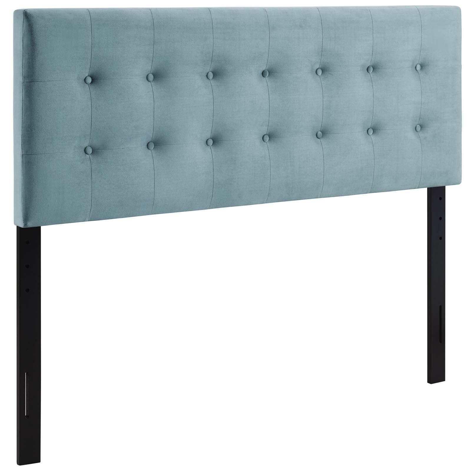 Emily Biscuit Tufted Velvet Headboard, Light Blue, large