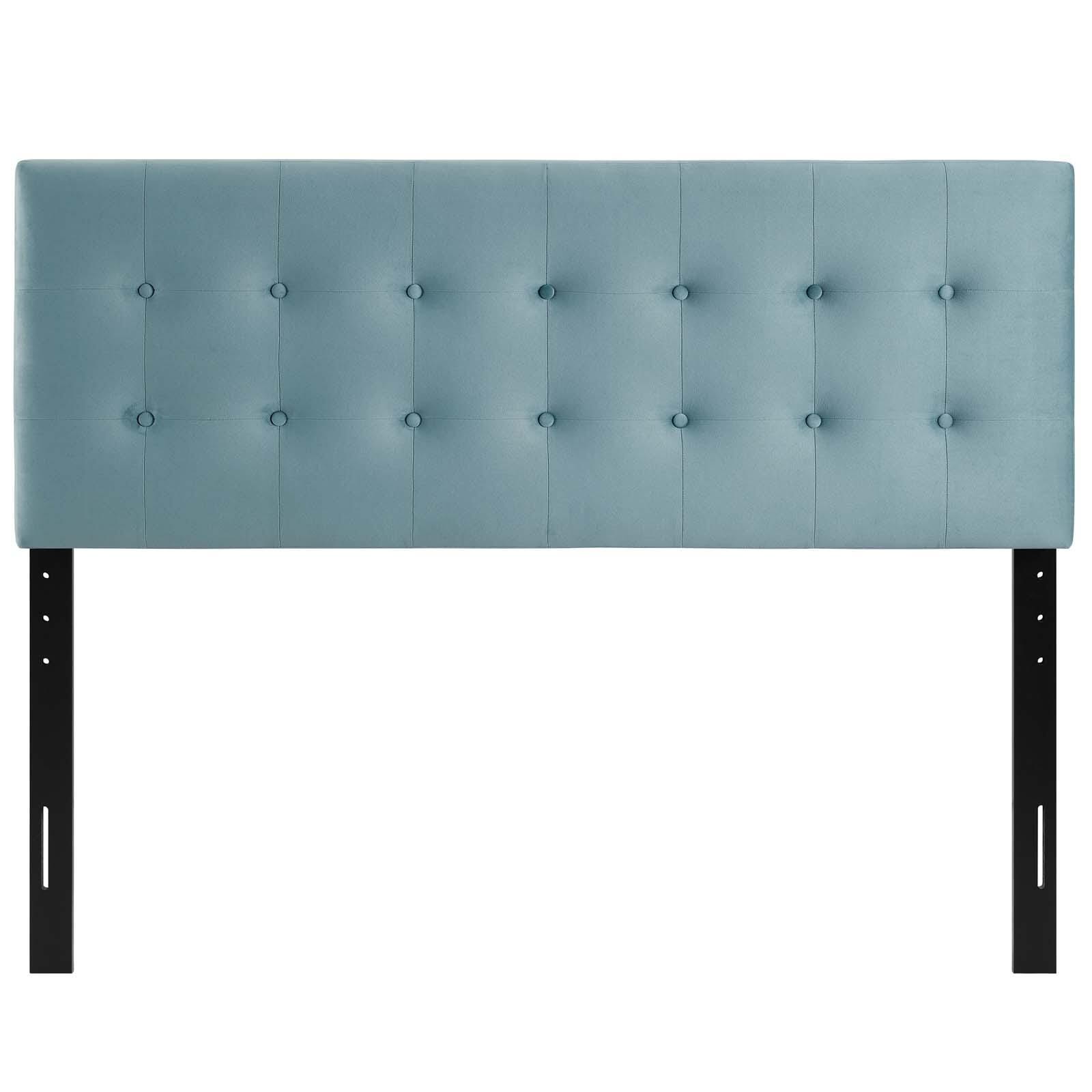 Emily Biscuit Tufted Velvet Headboard, Light Blue, large