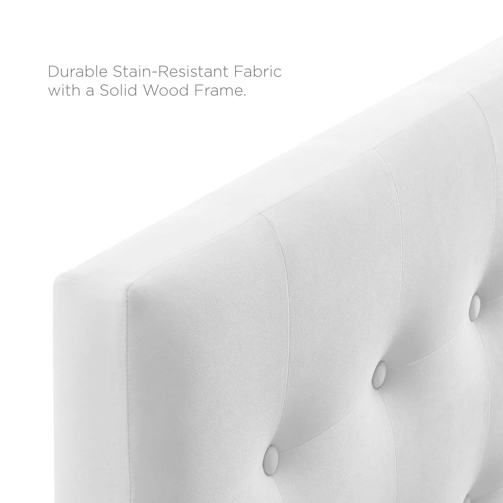 Emily Biscuit Tufted Velvet Headboard, White, large