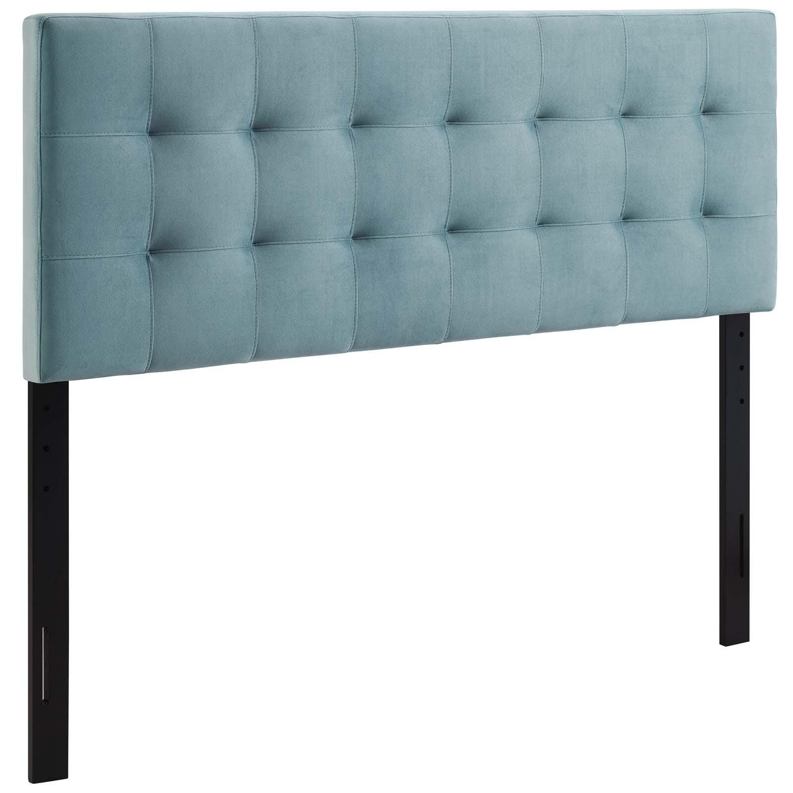 Lily Biscuit Tufted Velvet Headboard, Light Blue, large