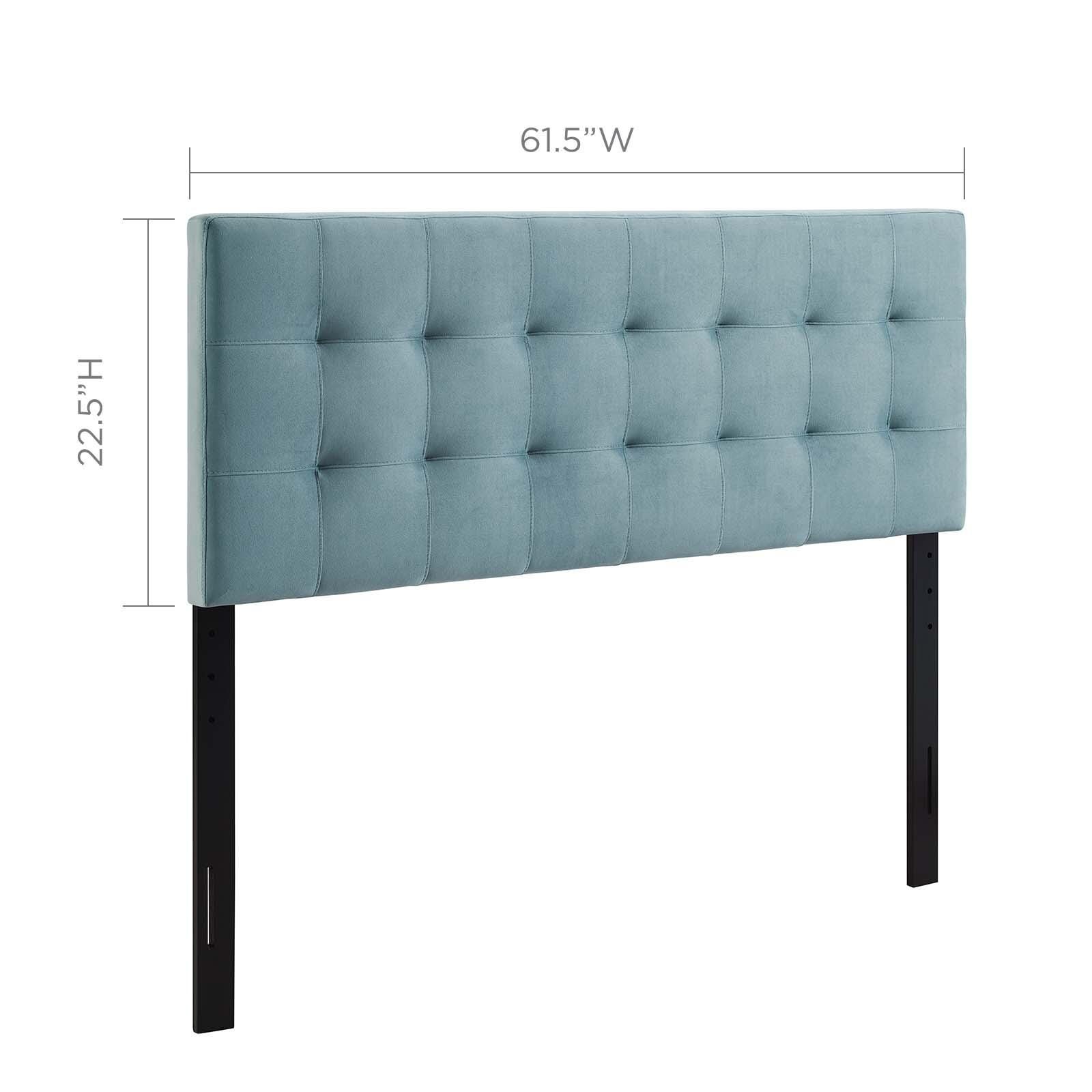 Lily Biscuit Tufted Velvet Headboard, Light Blue, large