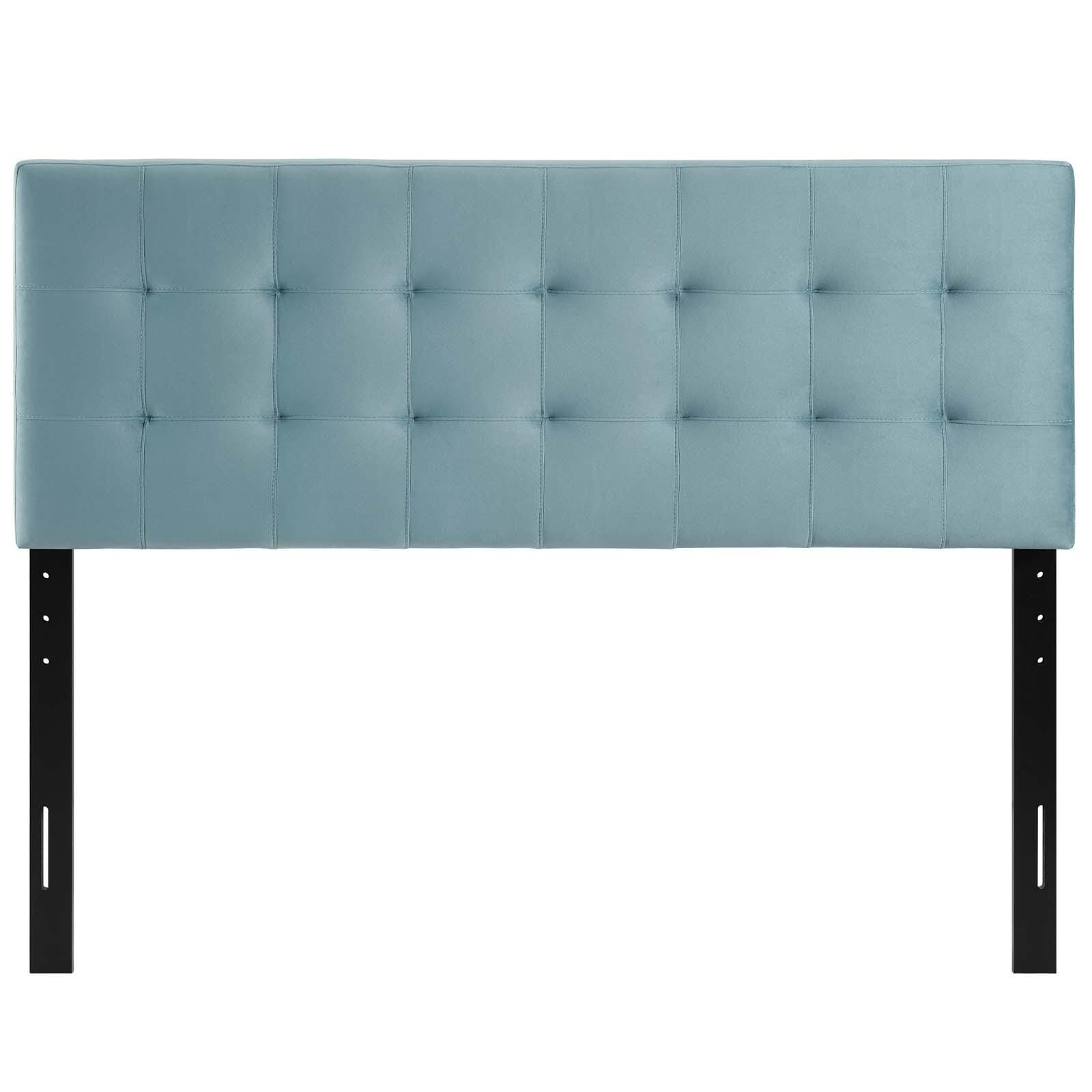 Lily Biscuit Tufted Velvet Headboard, Light Blue, large
