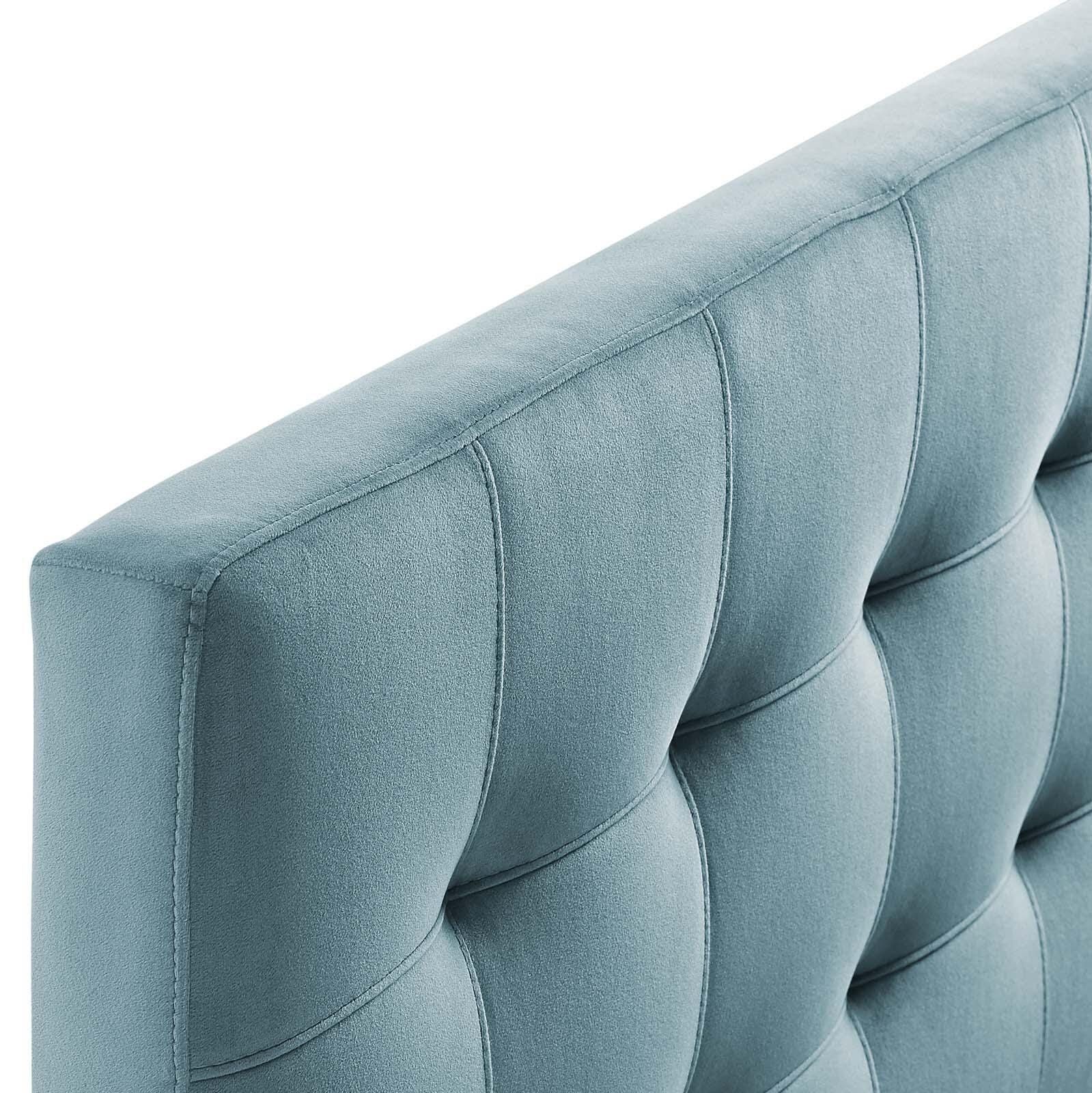 Lily Biscuit Tufted Velvet Headboard, Light Blue, large