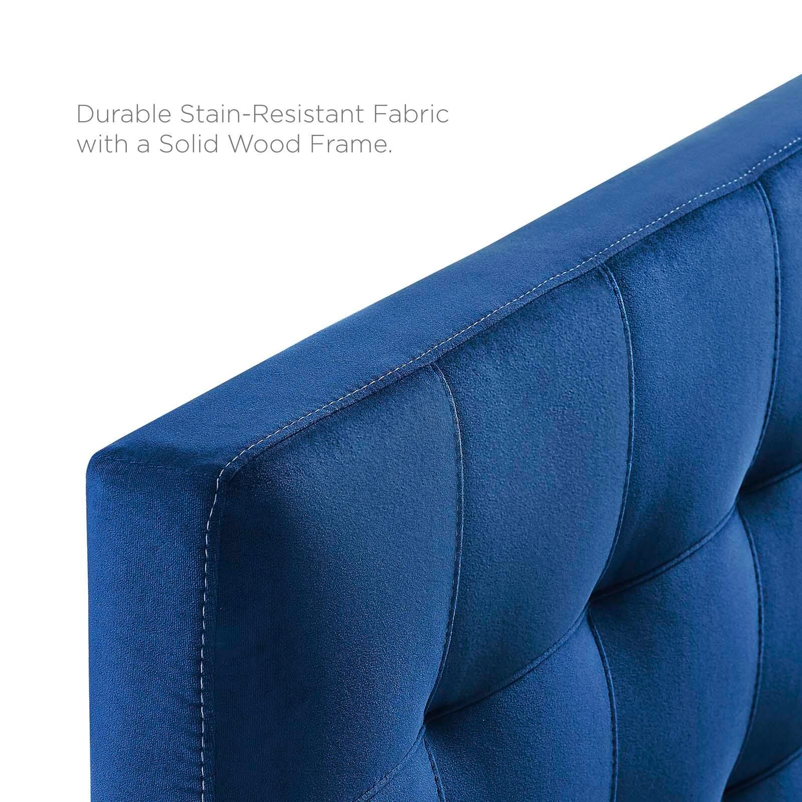 Lily Biscuit Tufted Velvet Headboard, Navy, large