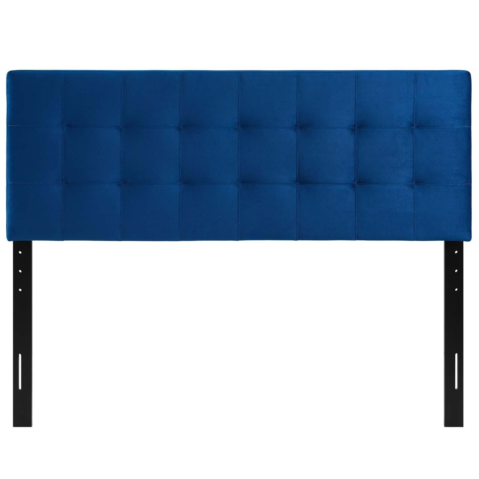 Lily Biscuit Tufted Velvet Headboard, Navy, large