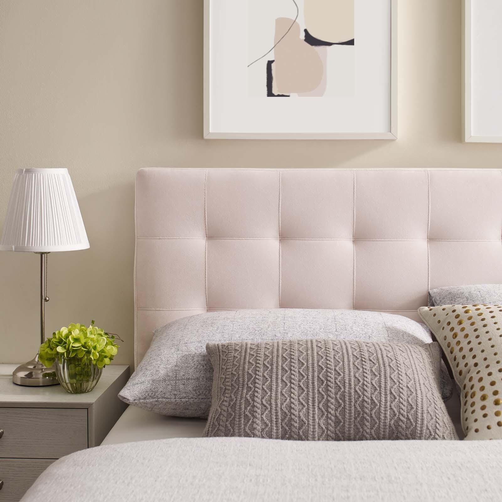 Lily Biscuit Tufted Velvet Headboard, Pink, large