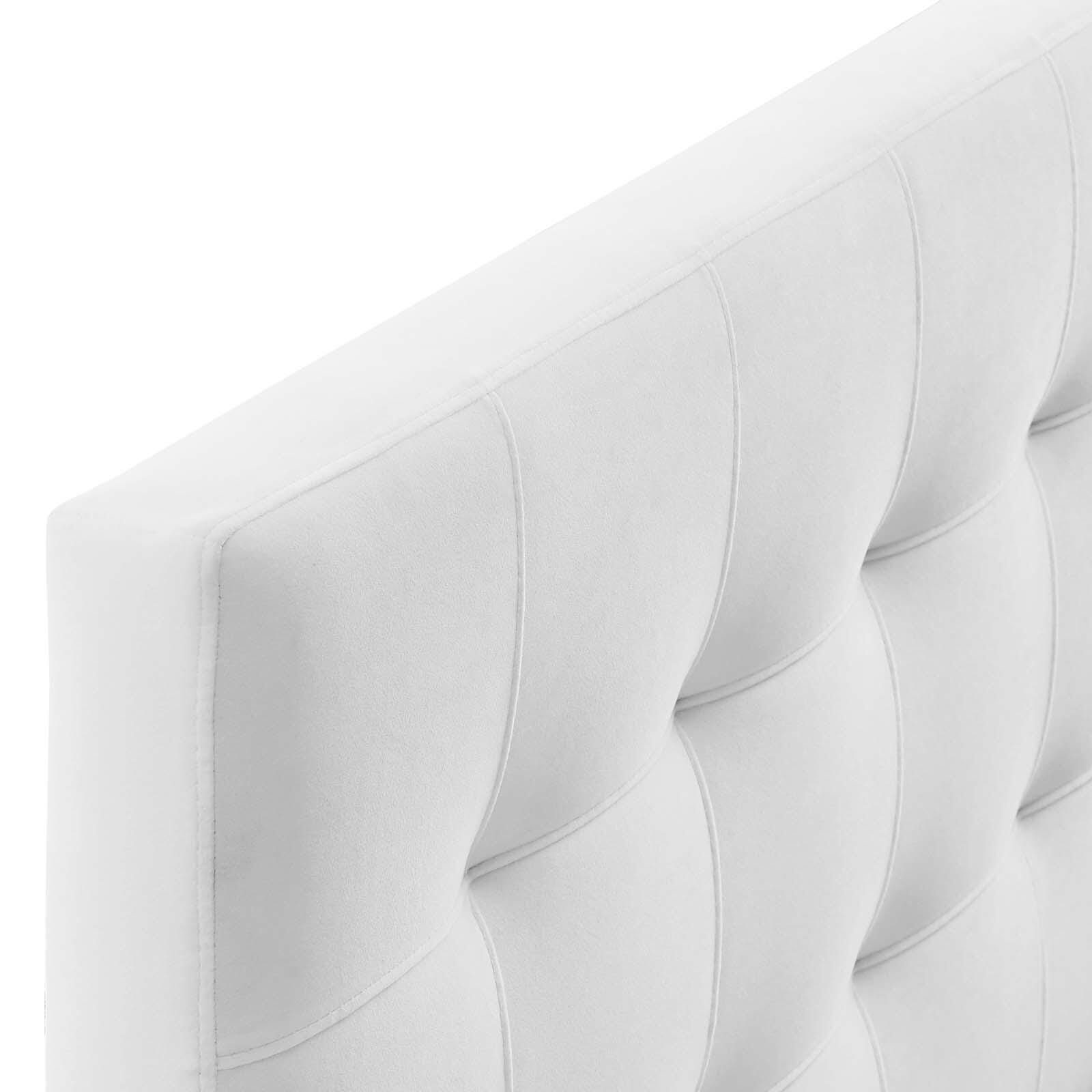 Lily Biscuit Tufted Velvet Headboard, White, large
