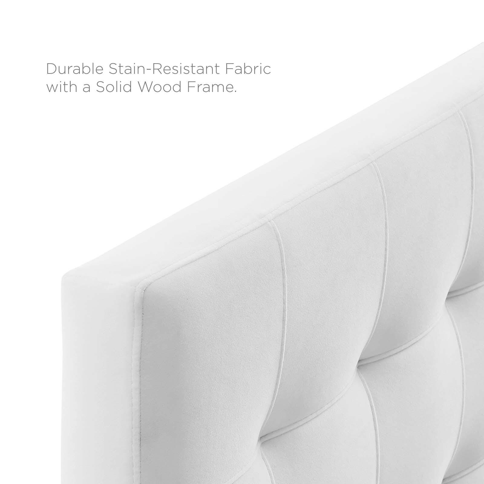 Lily Biscuit Tufted Velvet Headboard, White, large
