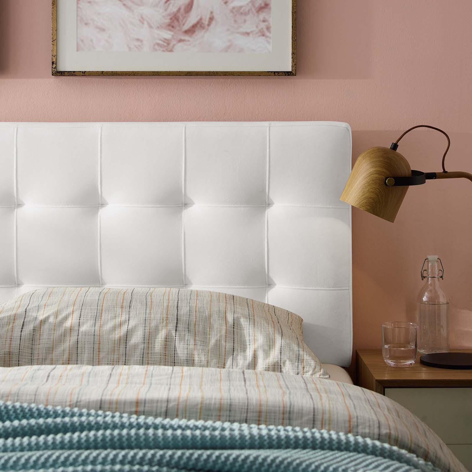 Lily Biscuit Tufted Velvet Headboard, White, large