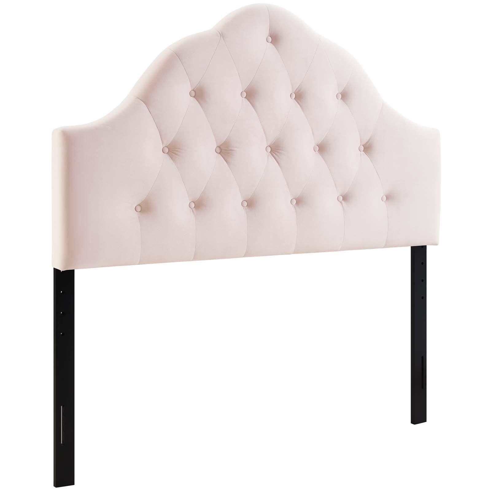 Sovereign Queen Diamond Tufted Velvet Headboard, Pink, large