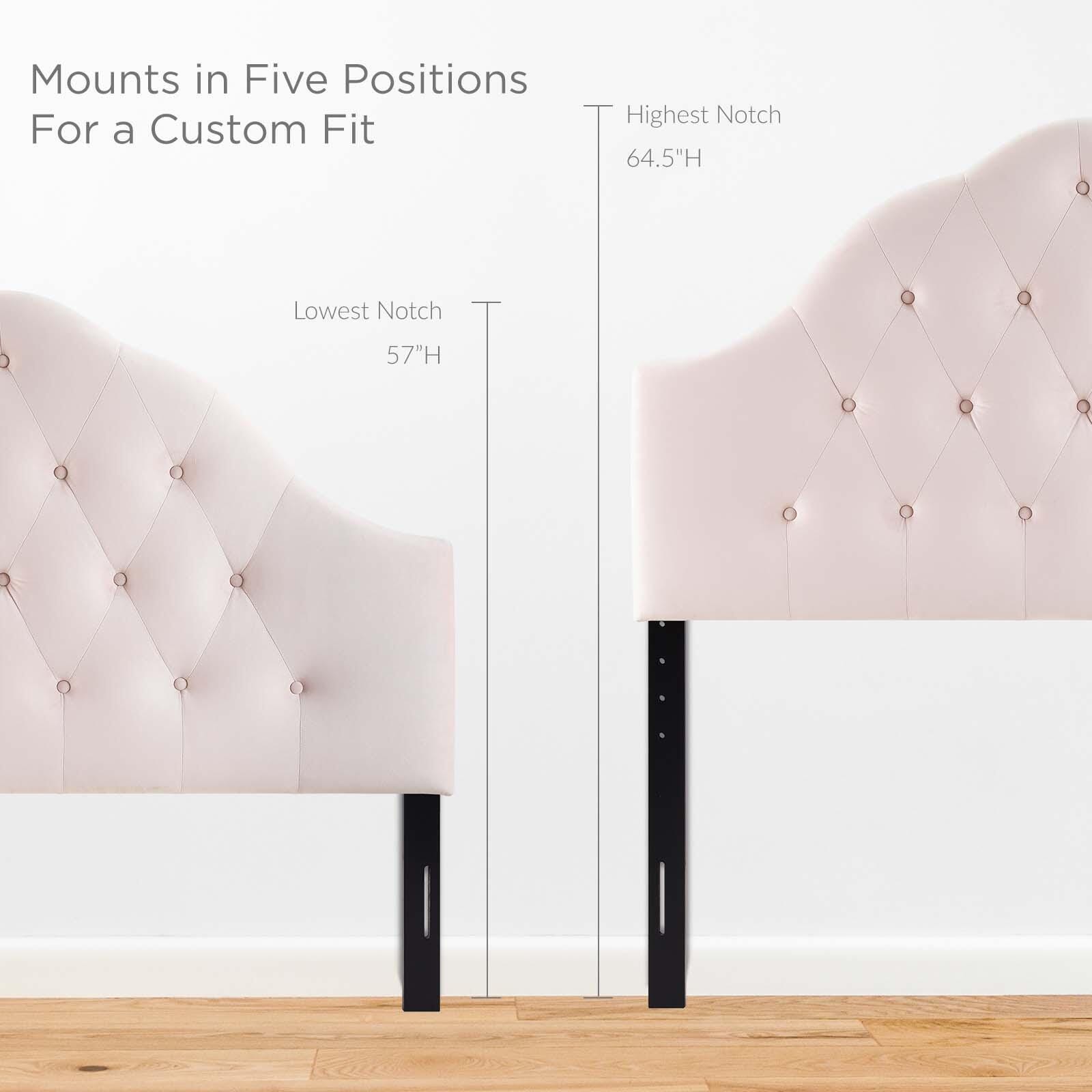 Sovereign Queen Diamond Tufted Velvet Headboard, Pink, large
