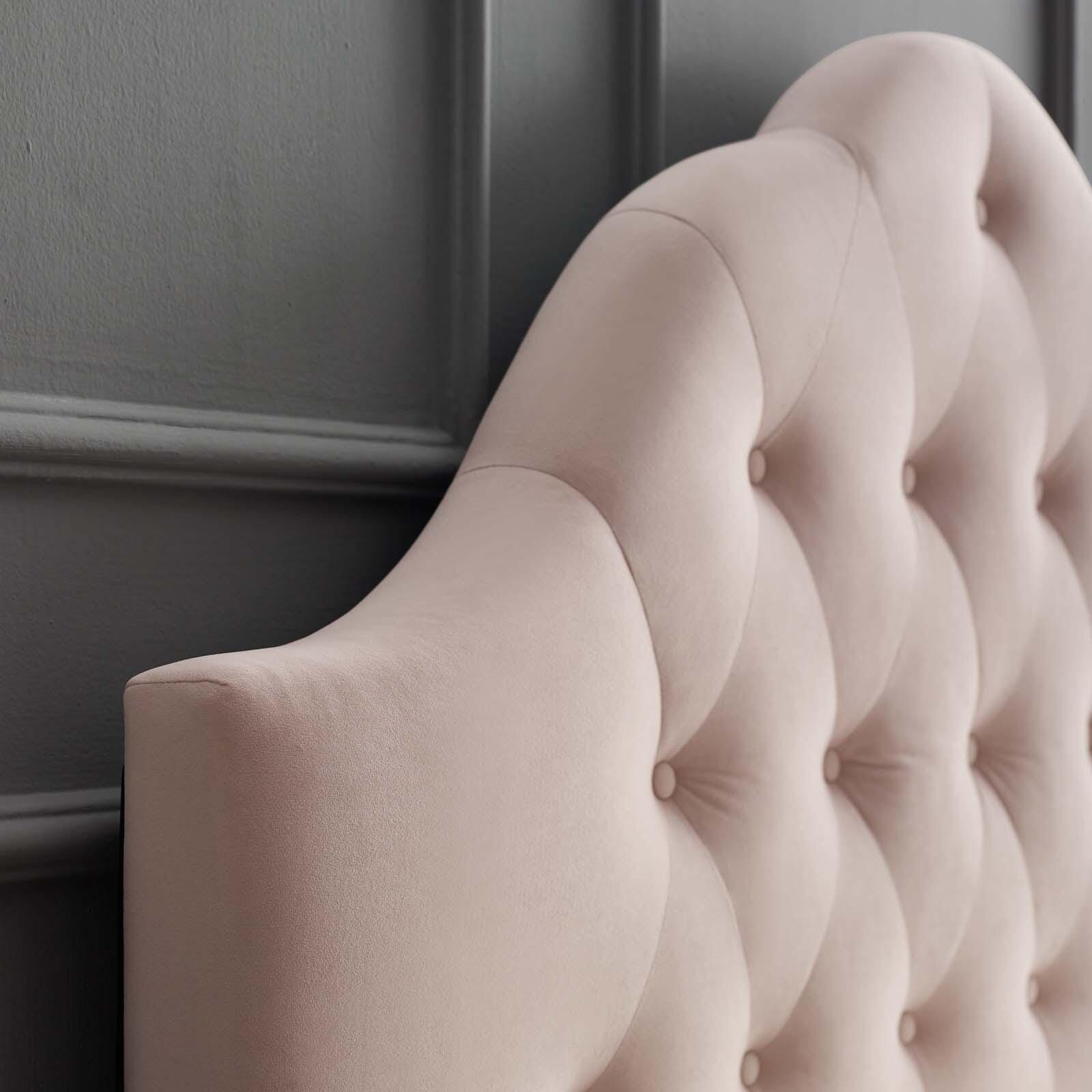 Sovereign Queen Diamond Tufted Velvet Headboard, Pink, large