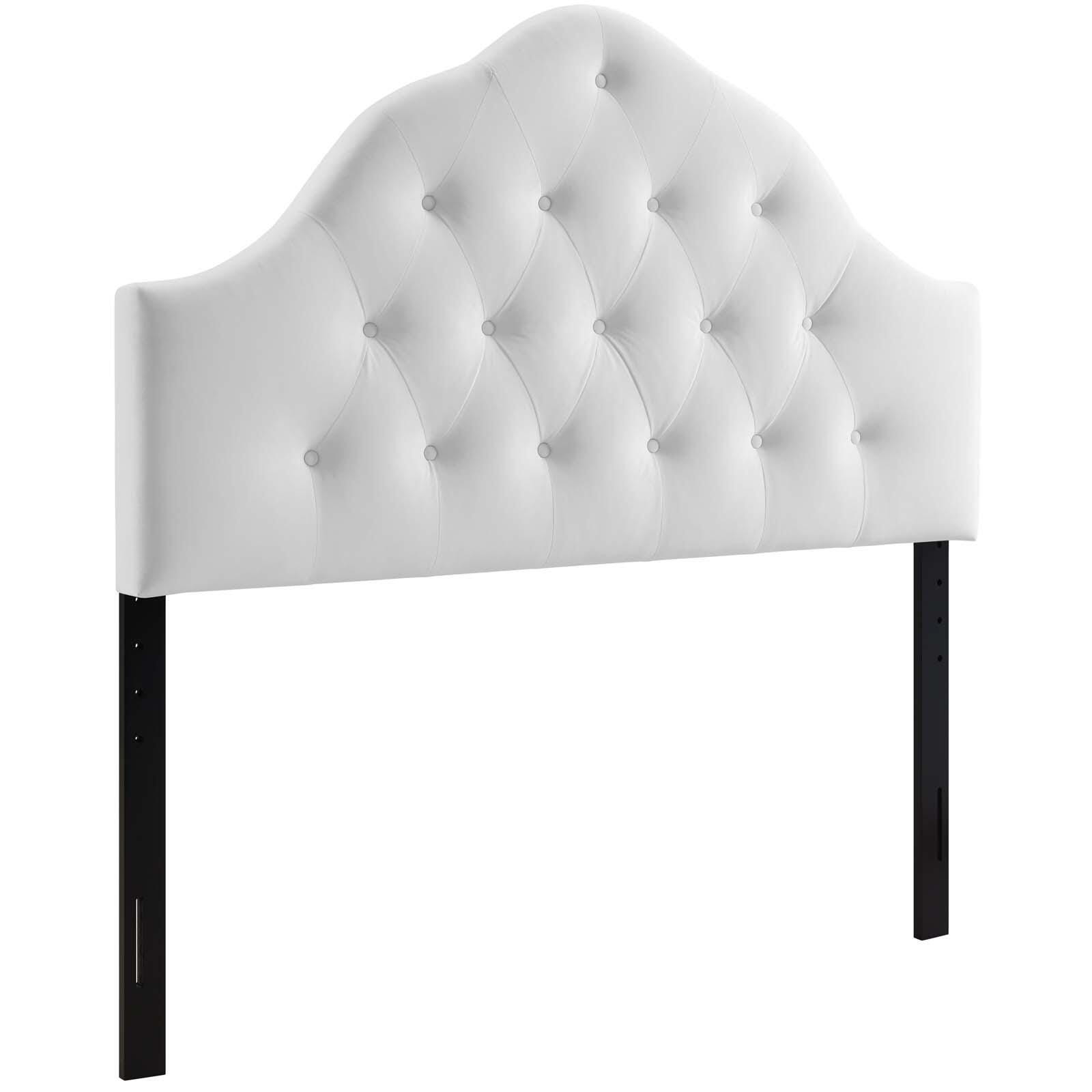 Sovereign Queen Diamond Tufted Velvet Headboard, White, large