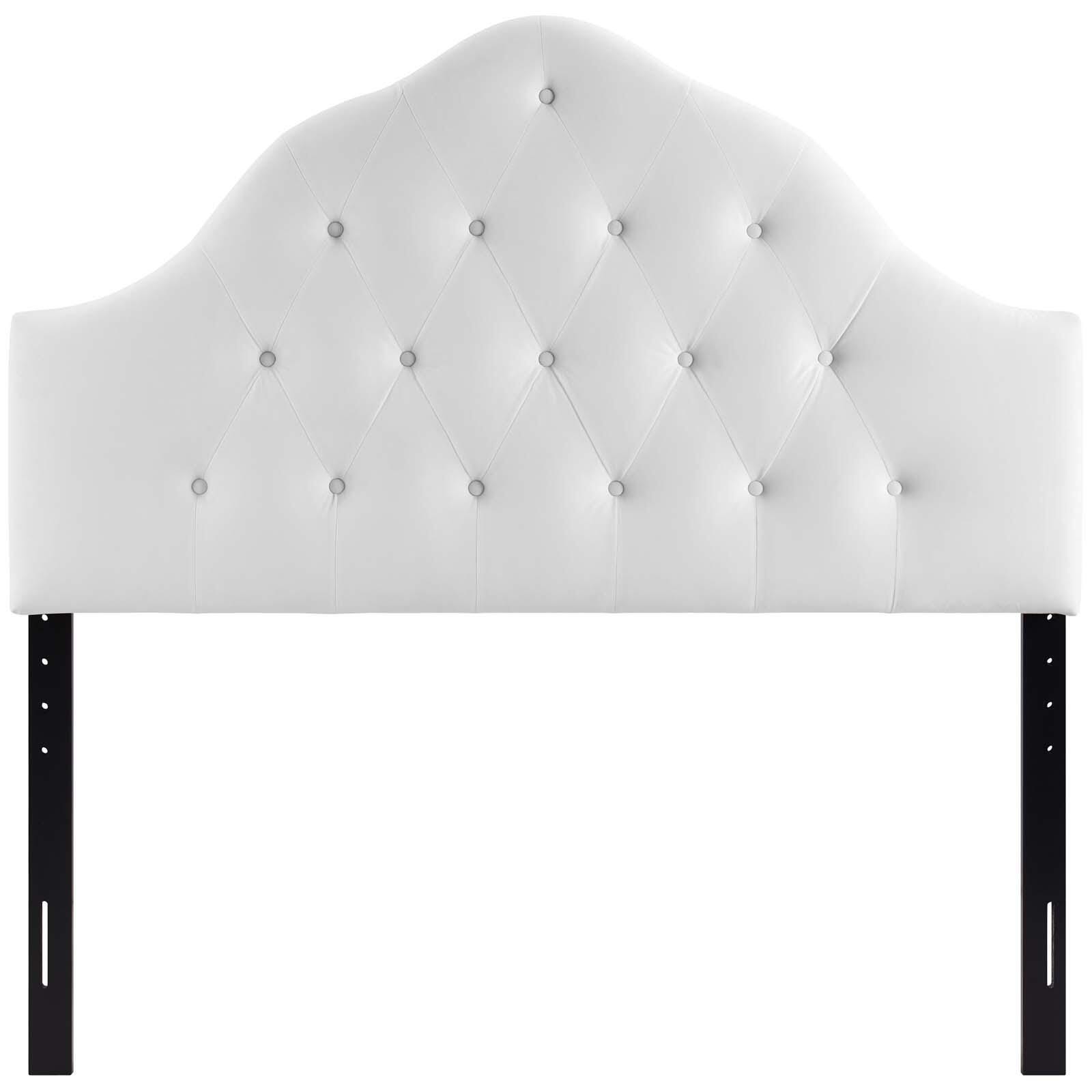 Sovereign Queen Diamond Tufted Velvet Headboard, White, large