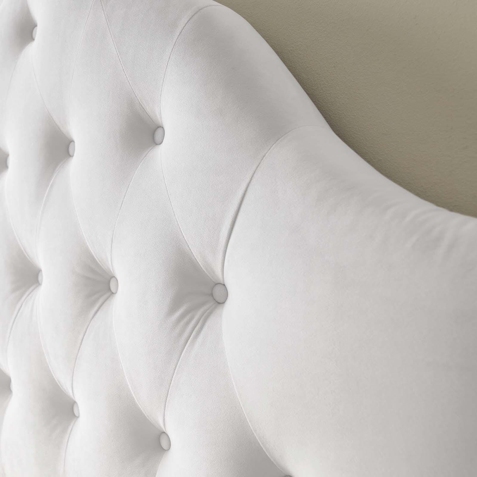 Sovereign Queen Diamond Tufted Velvet Headboard, White, large