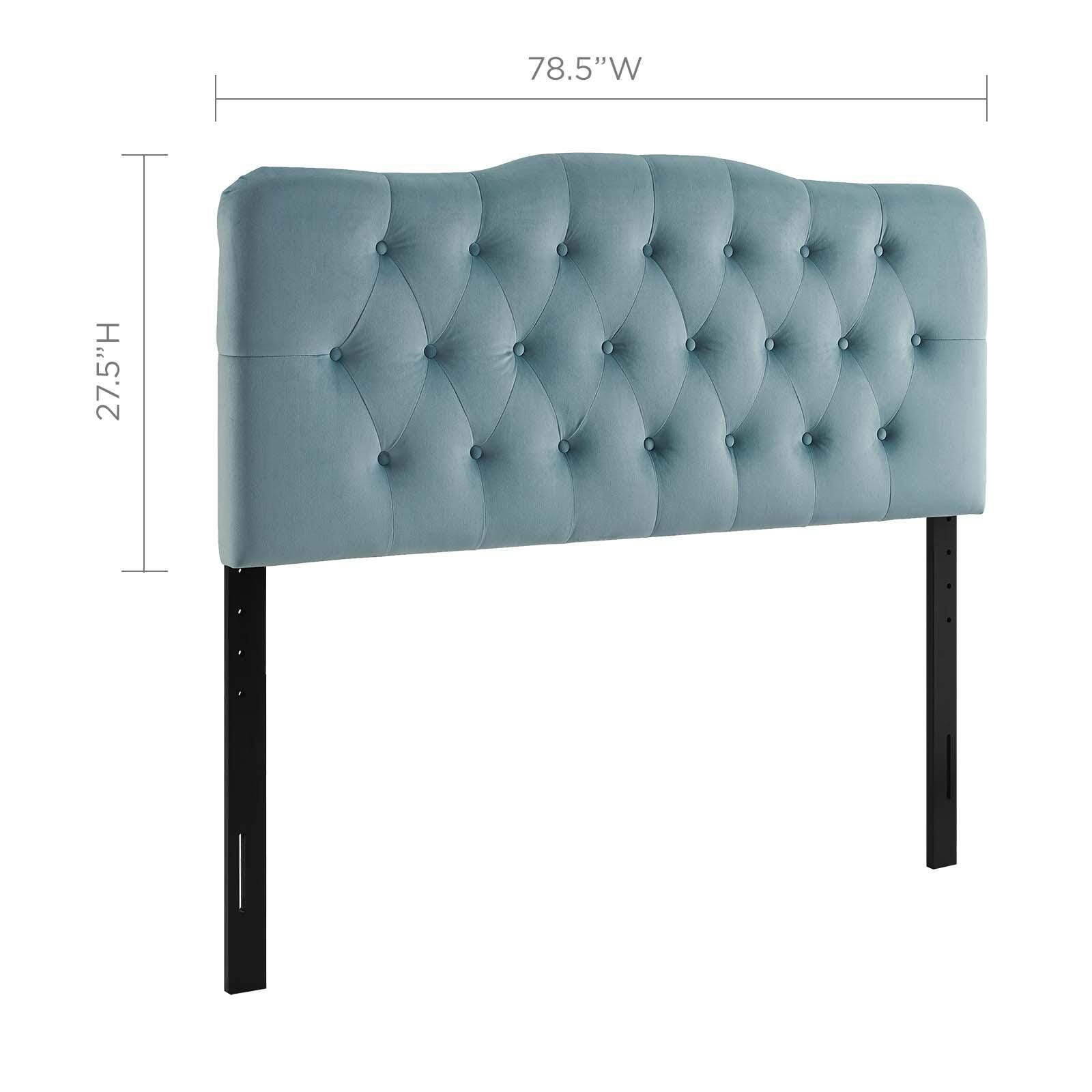Annabel King Diamond Tufted Velvet Headboard, Light Blue, large