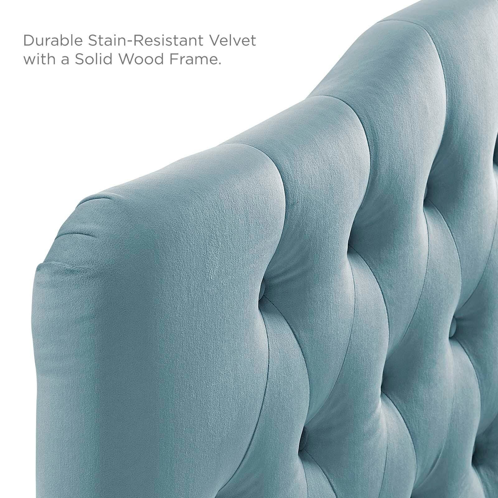 Annabel King Diamond Tufted Velvet Headboard, Light Blue, large