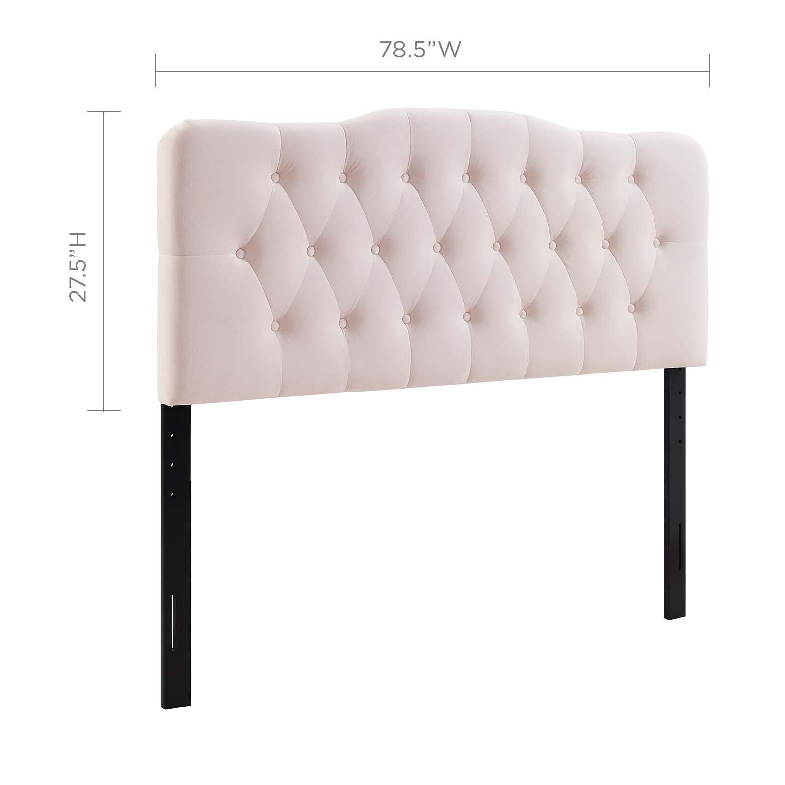 Annabel King Diamond Tufted Velvet Headboard, Pink, large