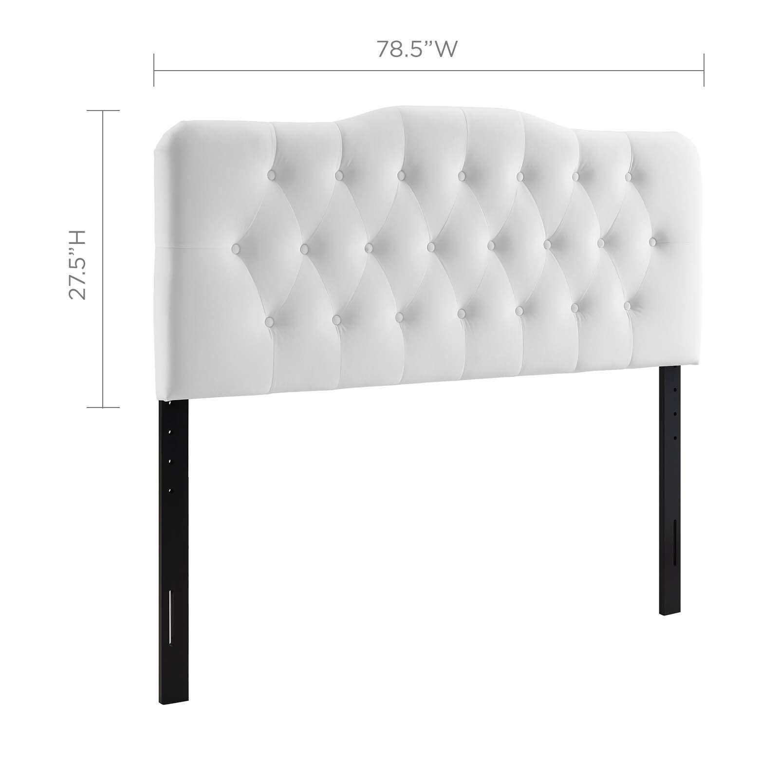 Annabel King Diamond Tufted Velvet Headboard, White, large