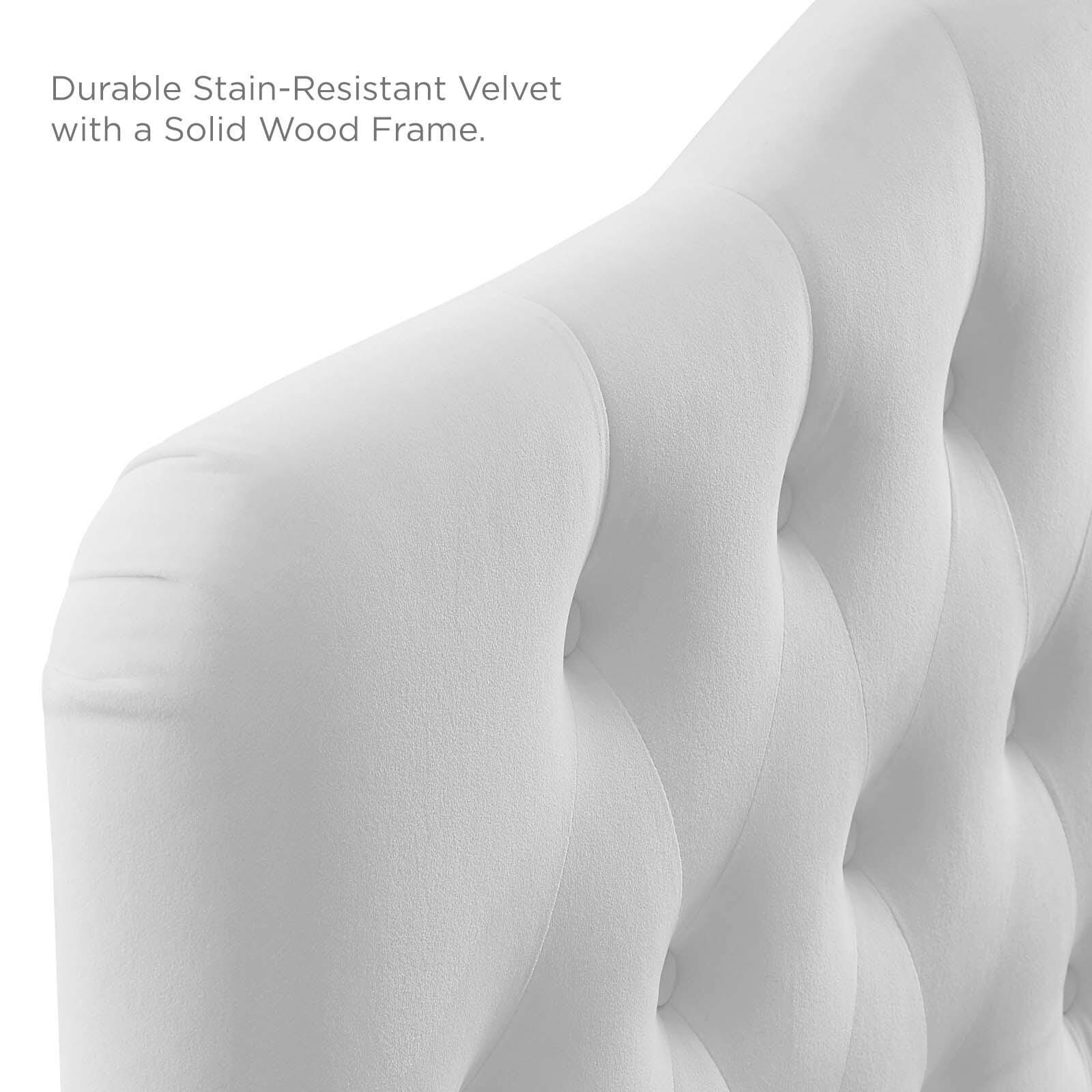 Annabel King Diamond Tufted Velvet Headboard, White, large