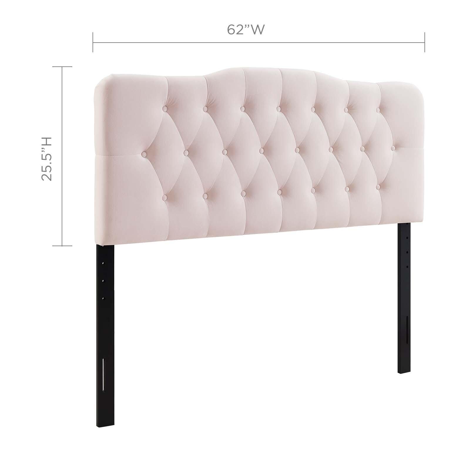 Annabel Queen Diamond Tufted Velvet Headboard, Pink, large