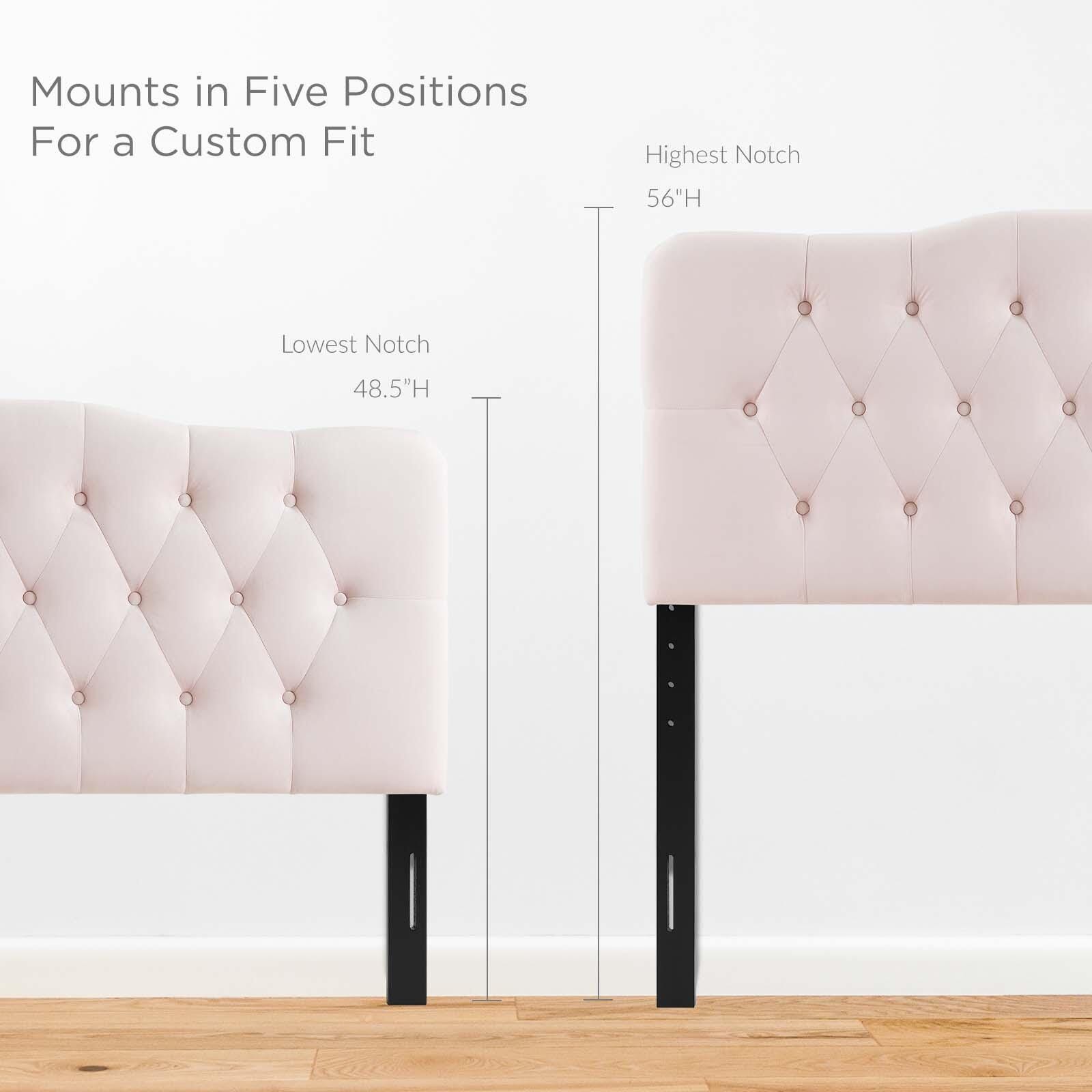 Annabel Queen Diamond Tufted Velvet Headboard, Pink, large