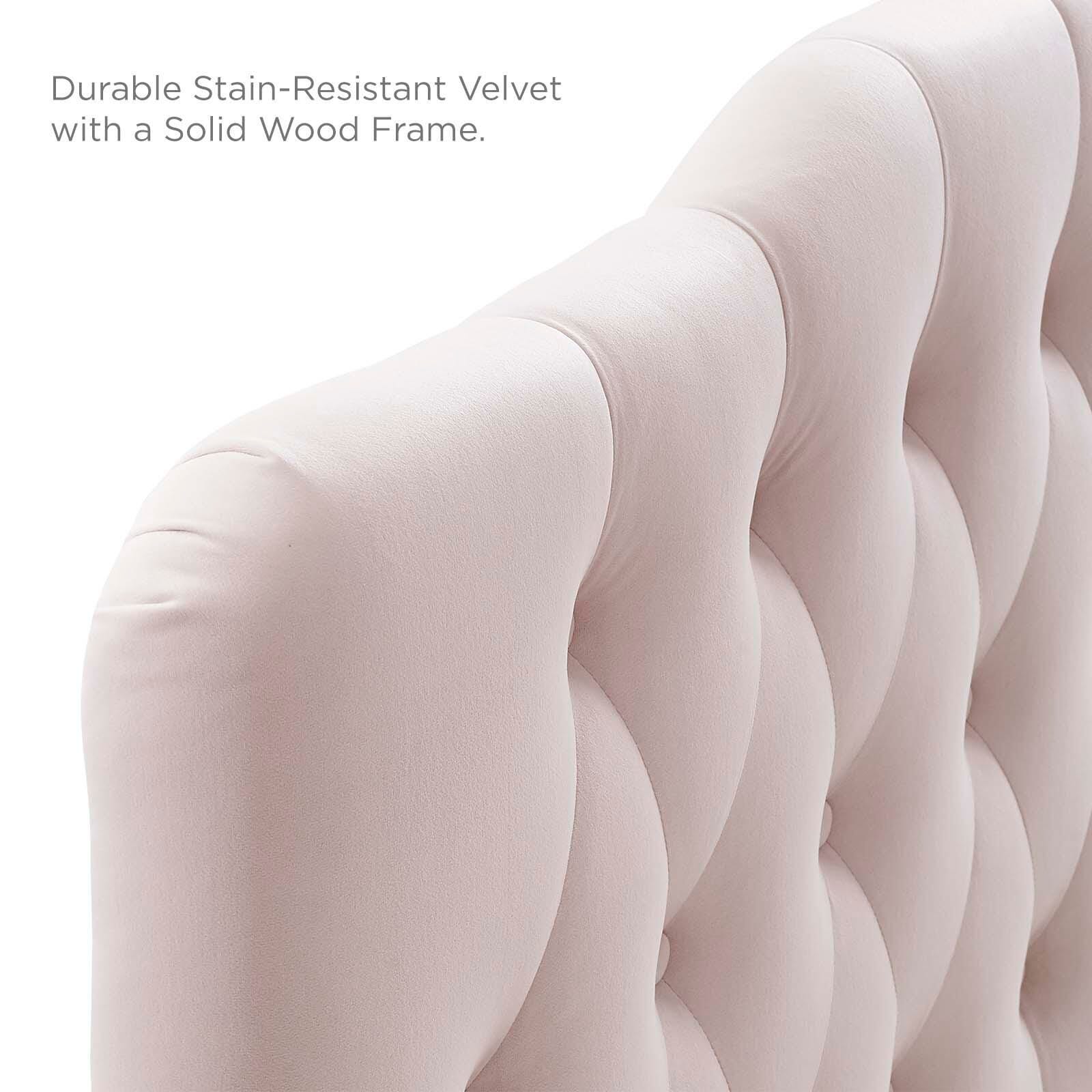Annabel Queen Diamond Tufted Velvet Headboard, Pink, large