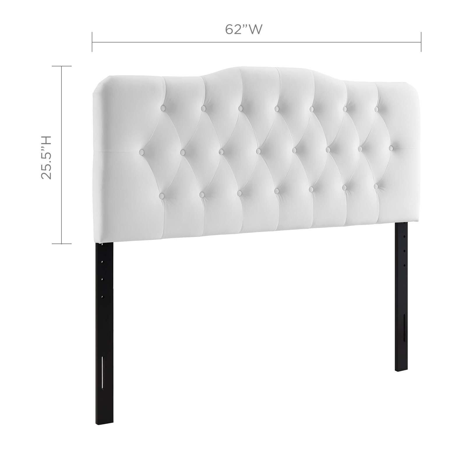 Annabel Queen Diamond Tufted Velvet Headboard, White, large