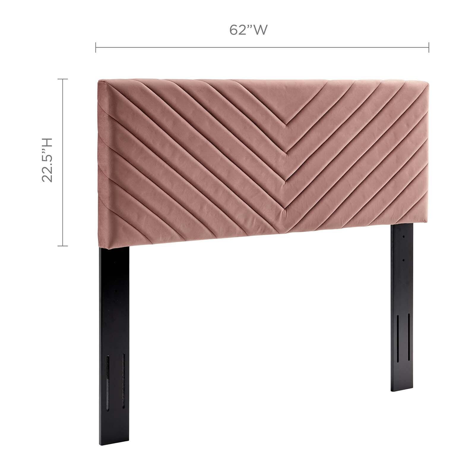 Alyson Queen/Full Angular Channel Tufted Velvet Headboard, Dusty Rose, large