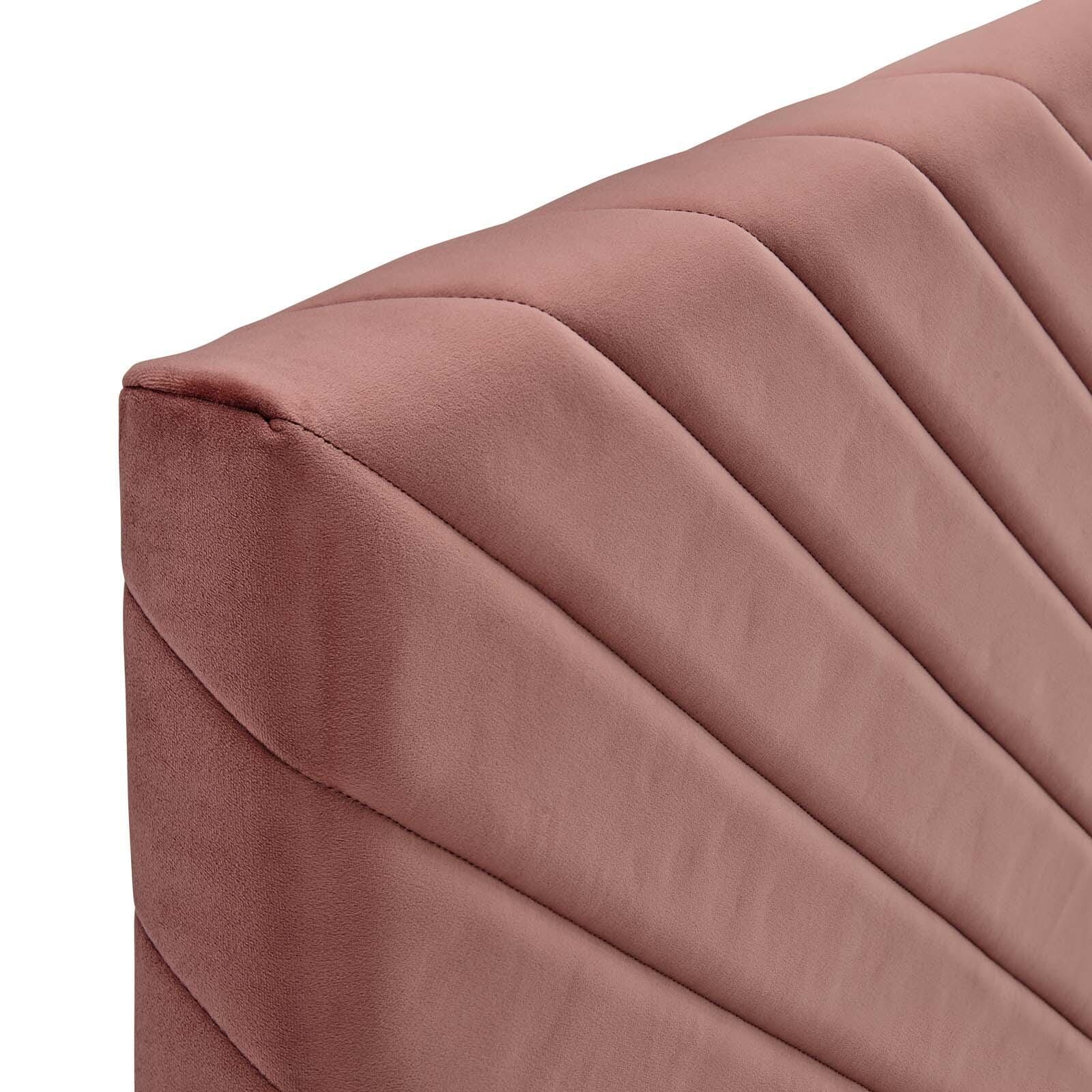 Alyson Queen/Full Angular Channel Tufted Velvet Headboard, Dusty Rose, large