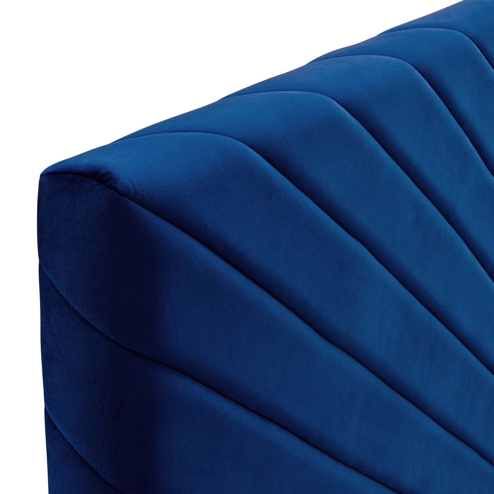 Alyson Queen/Full Angular Channel Tufted Velvet Headboard, Navy, large