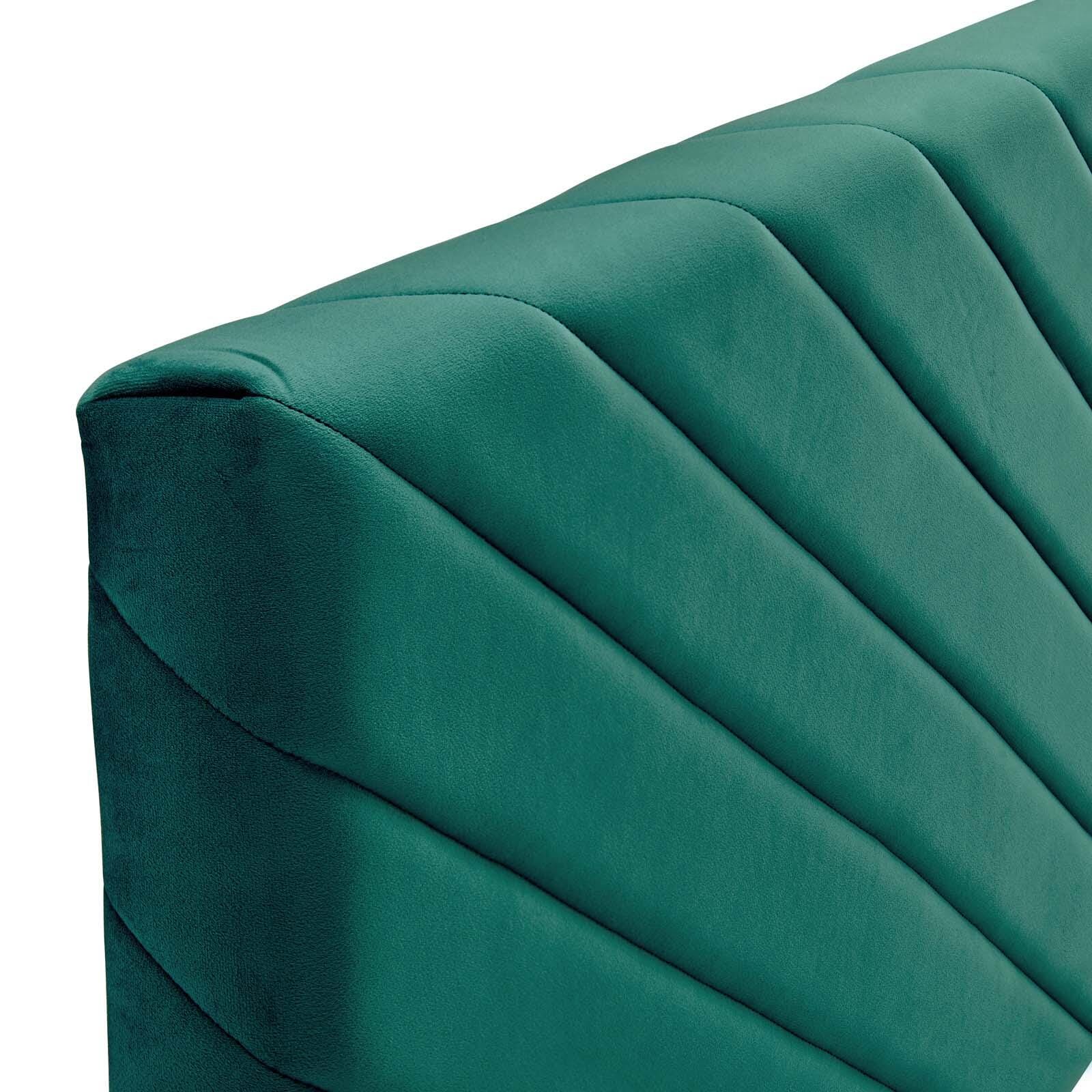 Alyson Queen/Full Angular Channel Tufted Velvet Headboard, Teal, large