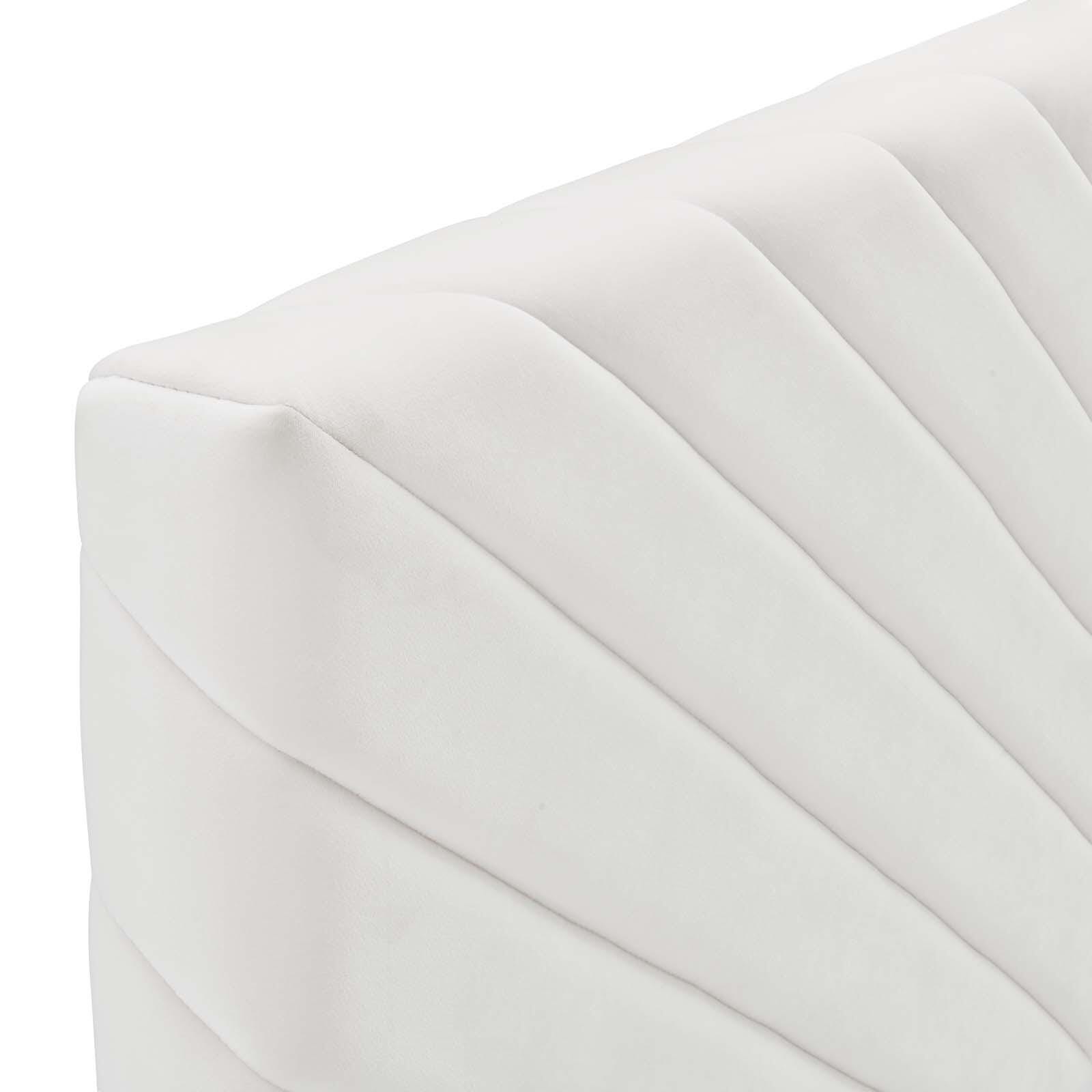 Alyson Queen/Full Angular Channel Tufted Velvet Headboard, White, large