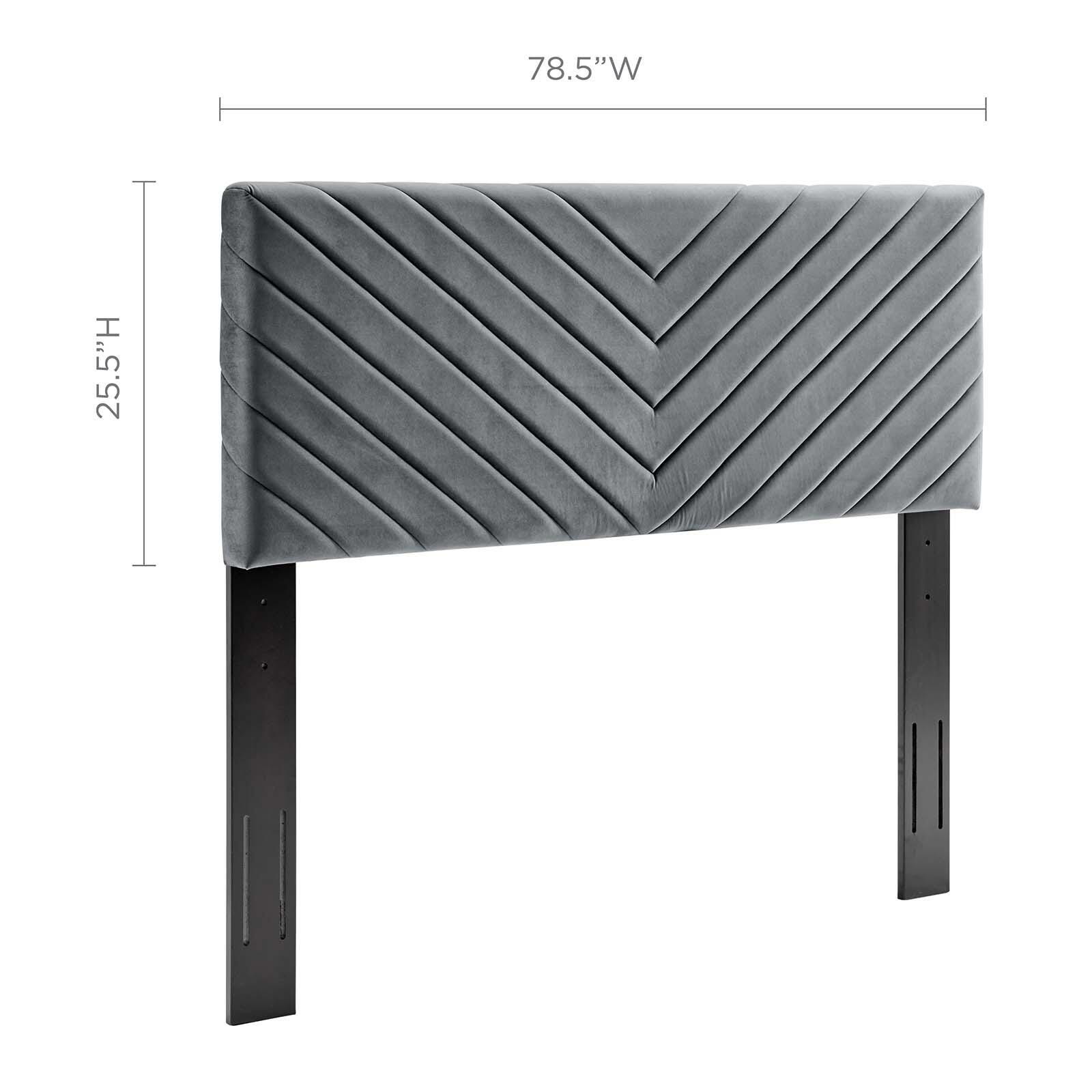 Alyson King and California King Angular Channel Tufted Velvet Headboard, Charcoal, large