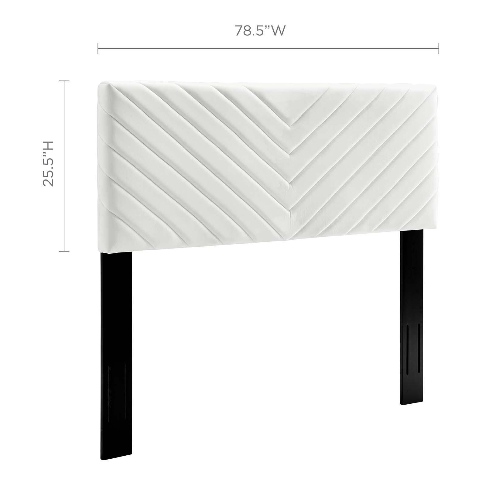 Alyson King and California King Angular Channel Tufted Velvet Headboard, White, large