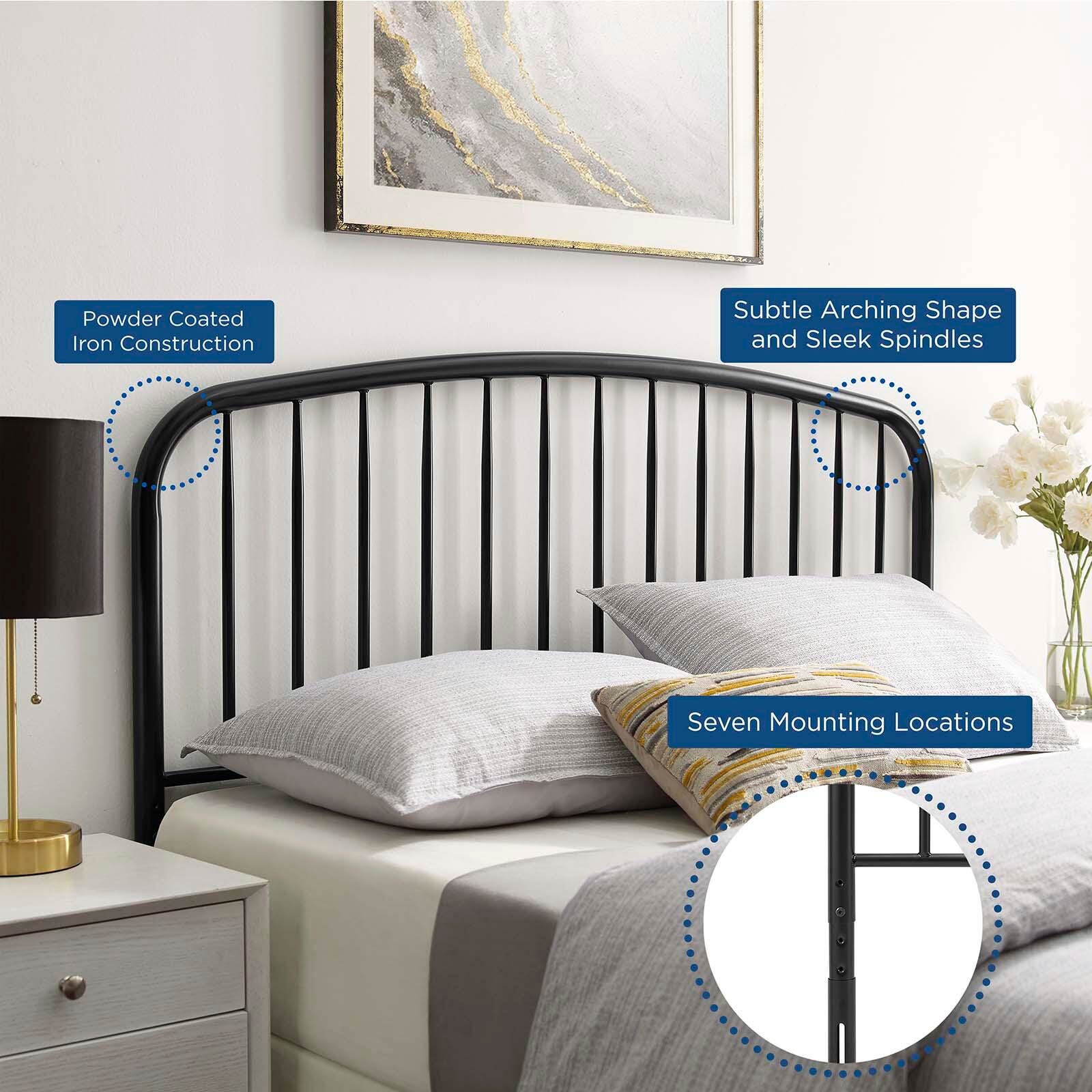 Nova Queen Metal Headboard, Black, large