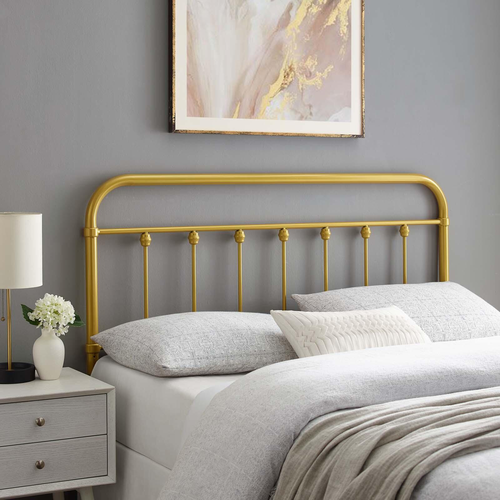 Sage King Metal Headboard, Gold, rollover