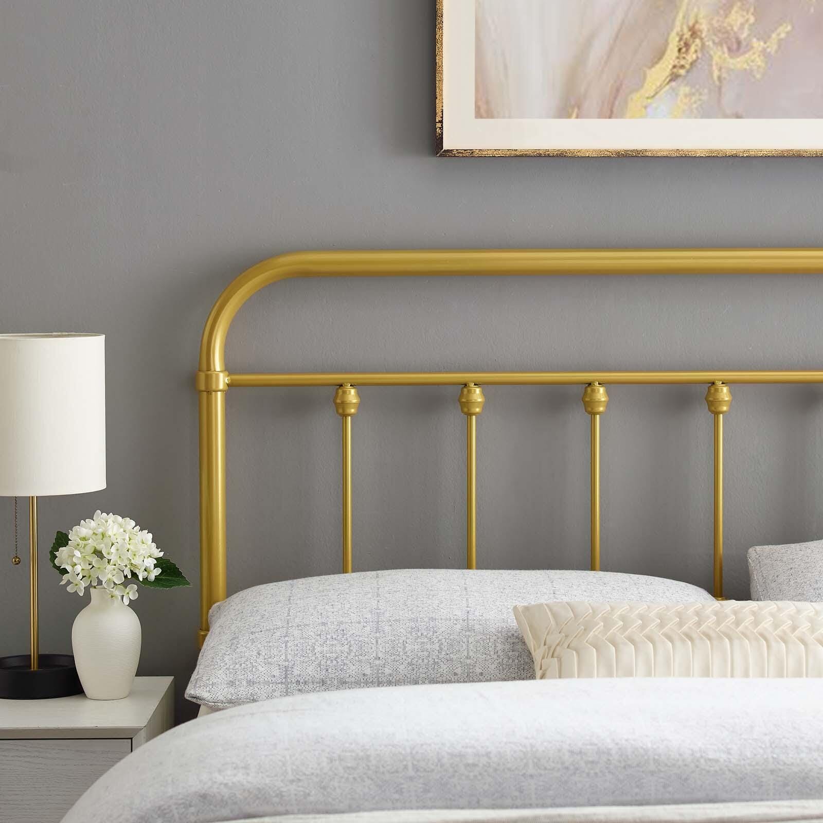 Sage King Metal Headboard, Gold, large