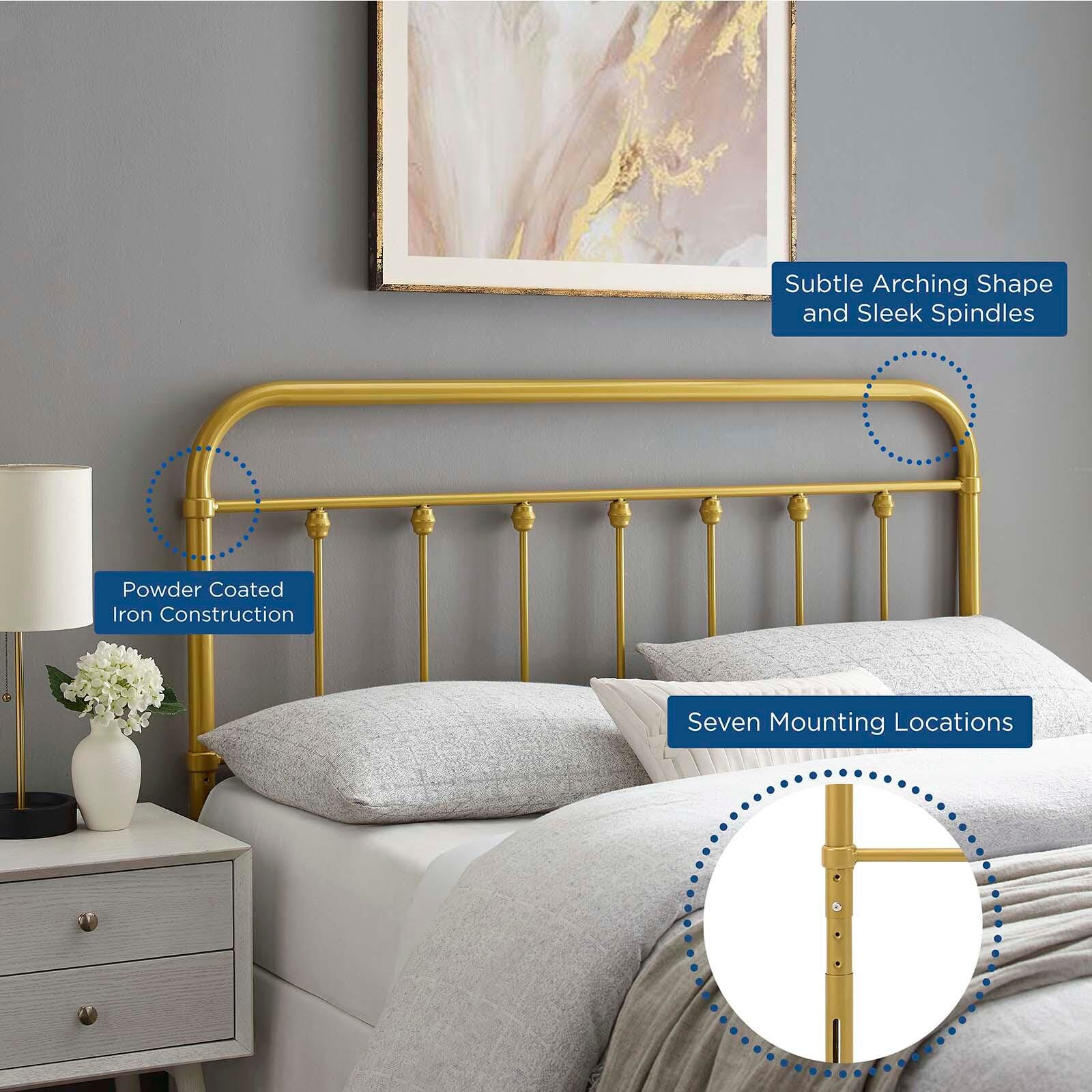 Sage King Metal Headboard, Gold, large