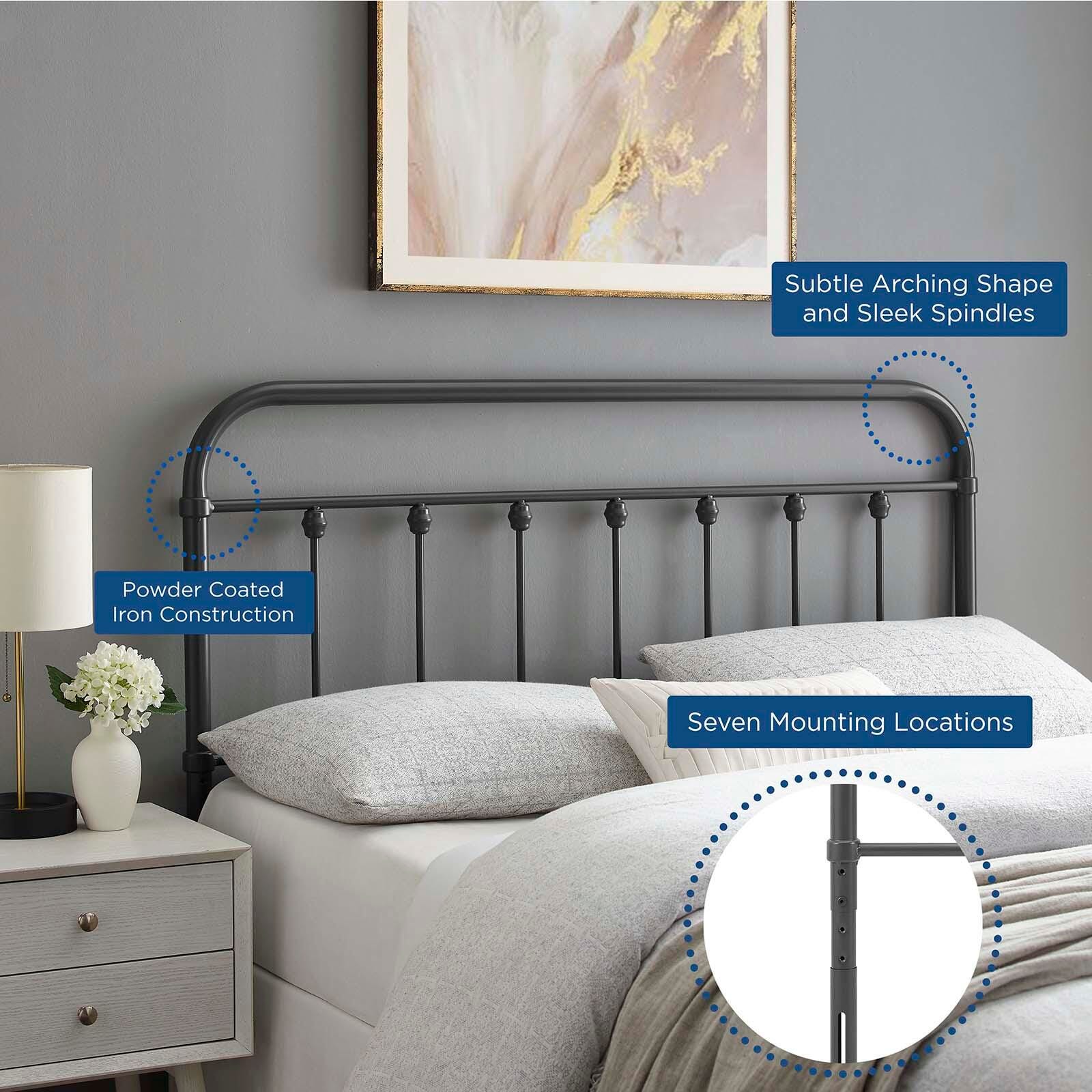 Sage King Metal Headboard, Gray, large