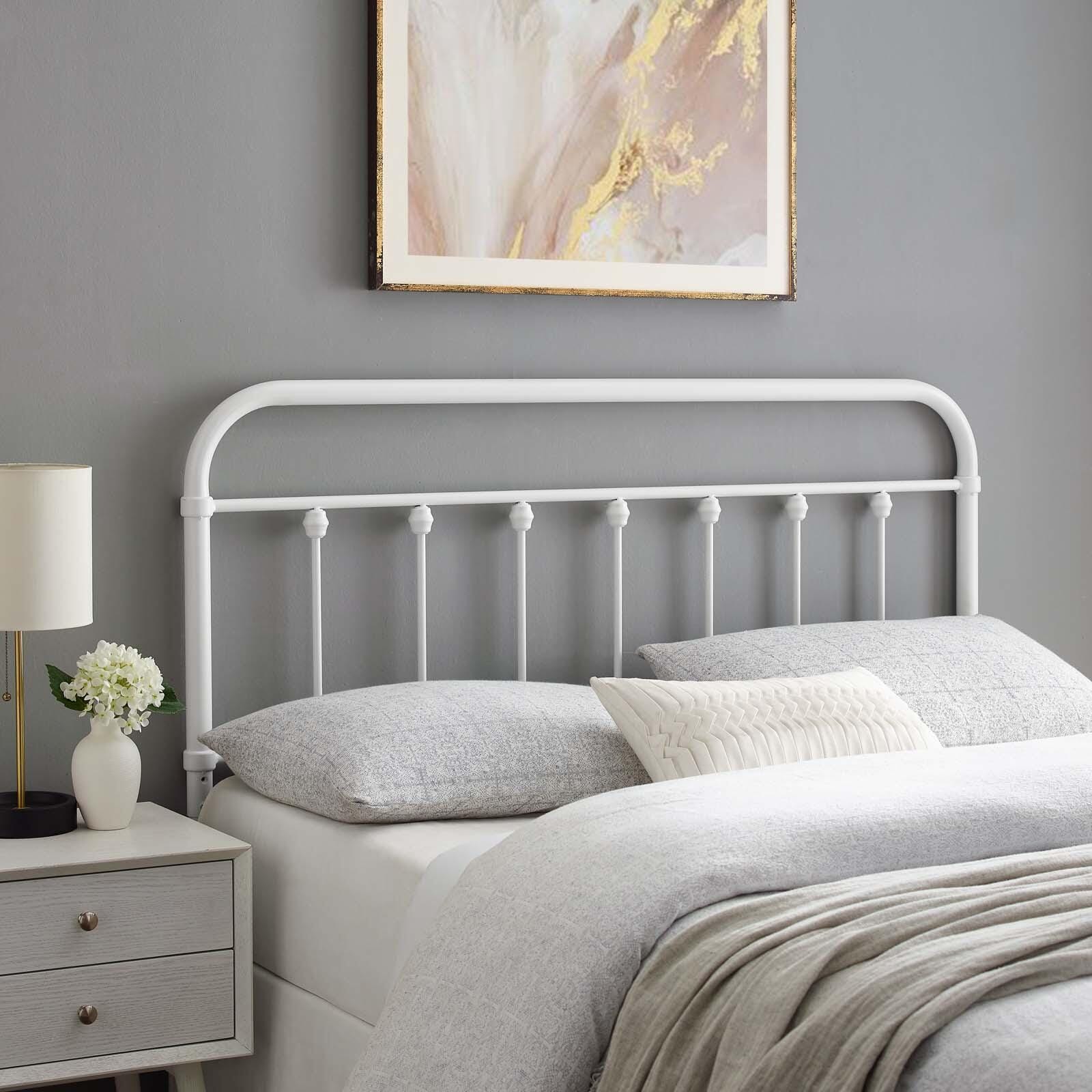 Sage King Metal Headboard, White, rollover